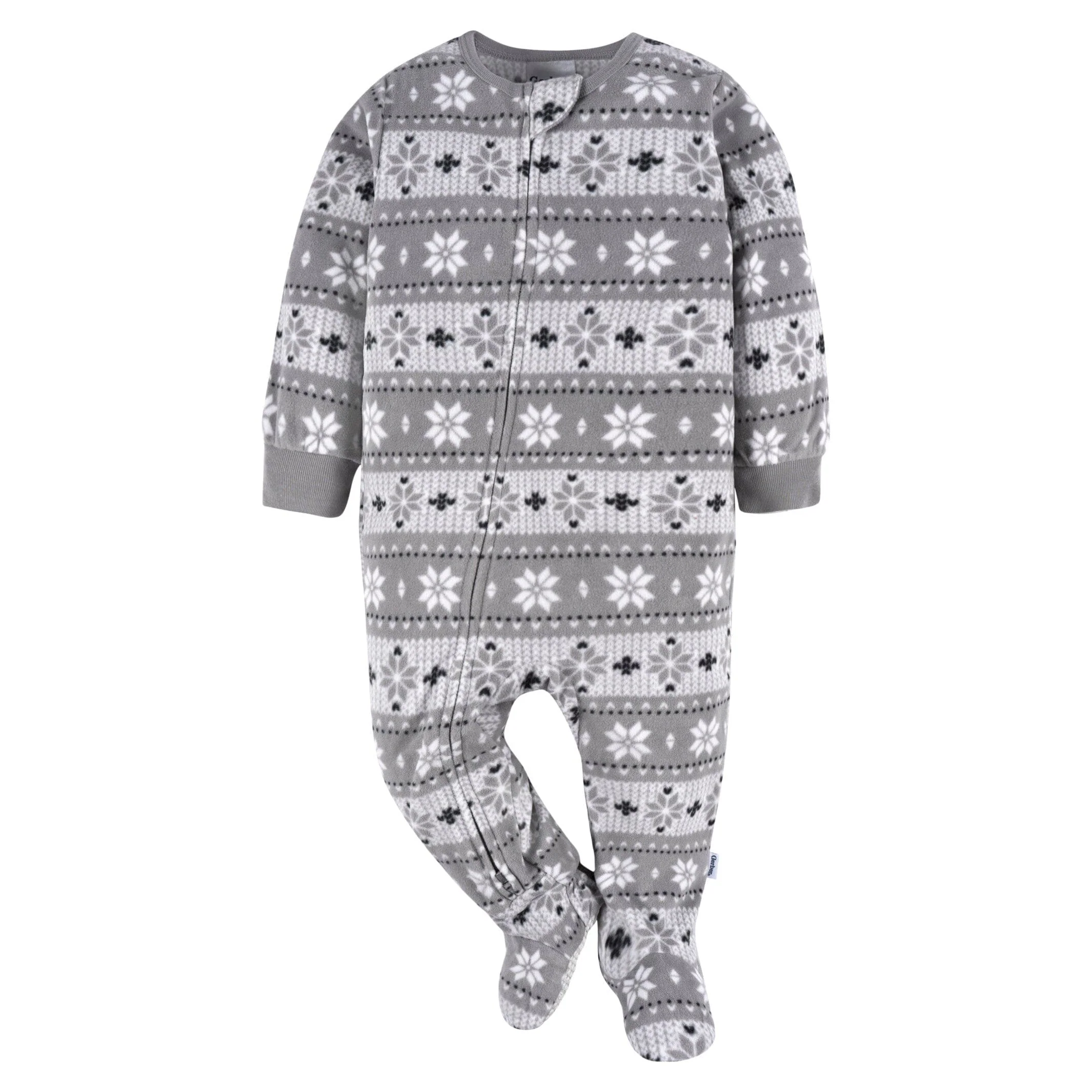 2-Pack Baby & Toddler Neutral Grey Fair Isle Fleece Pajamas - Image 4