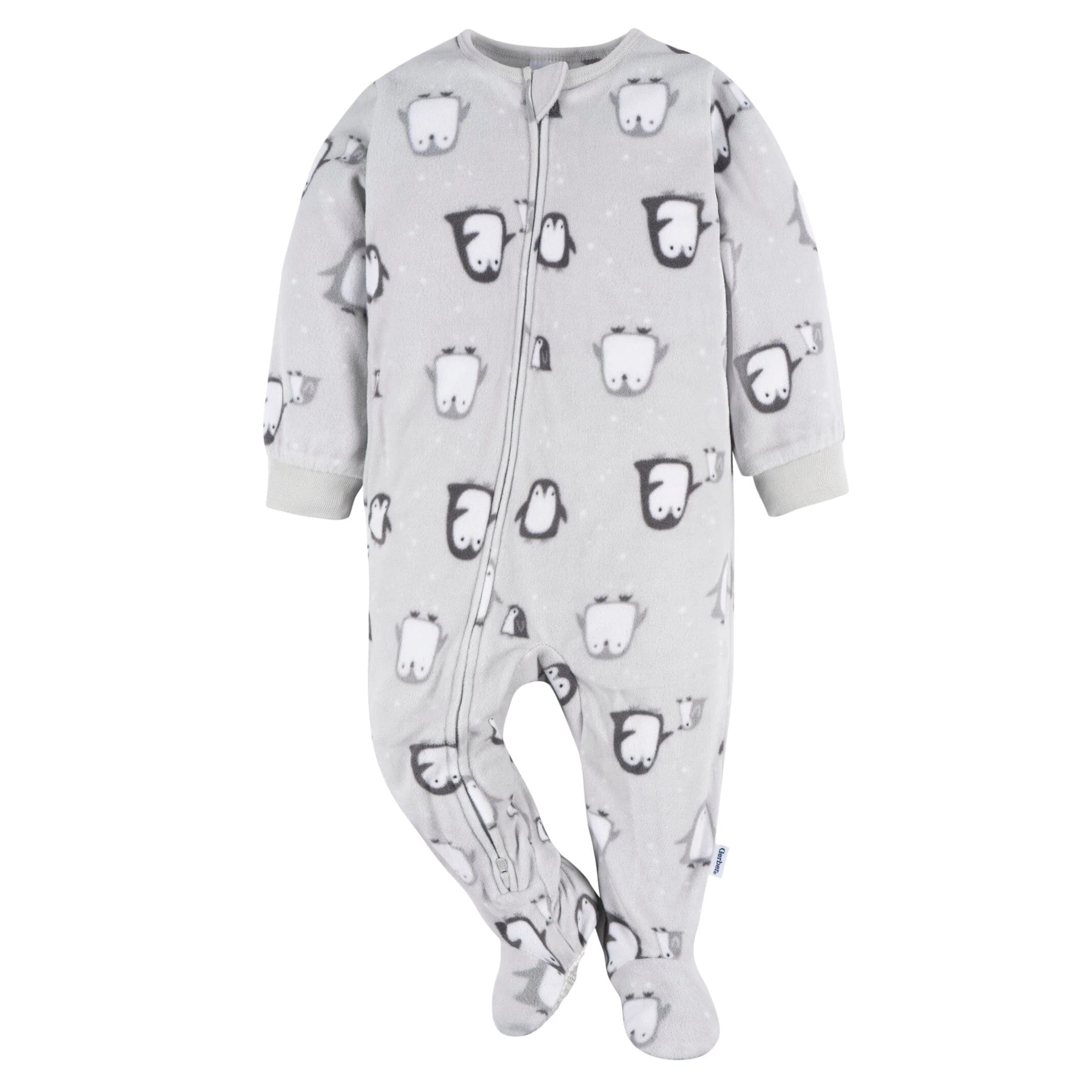 2-Pack Baby & Toddler Neutral Grey Penguins Fleece Pajamas - Image 4