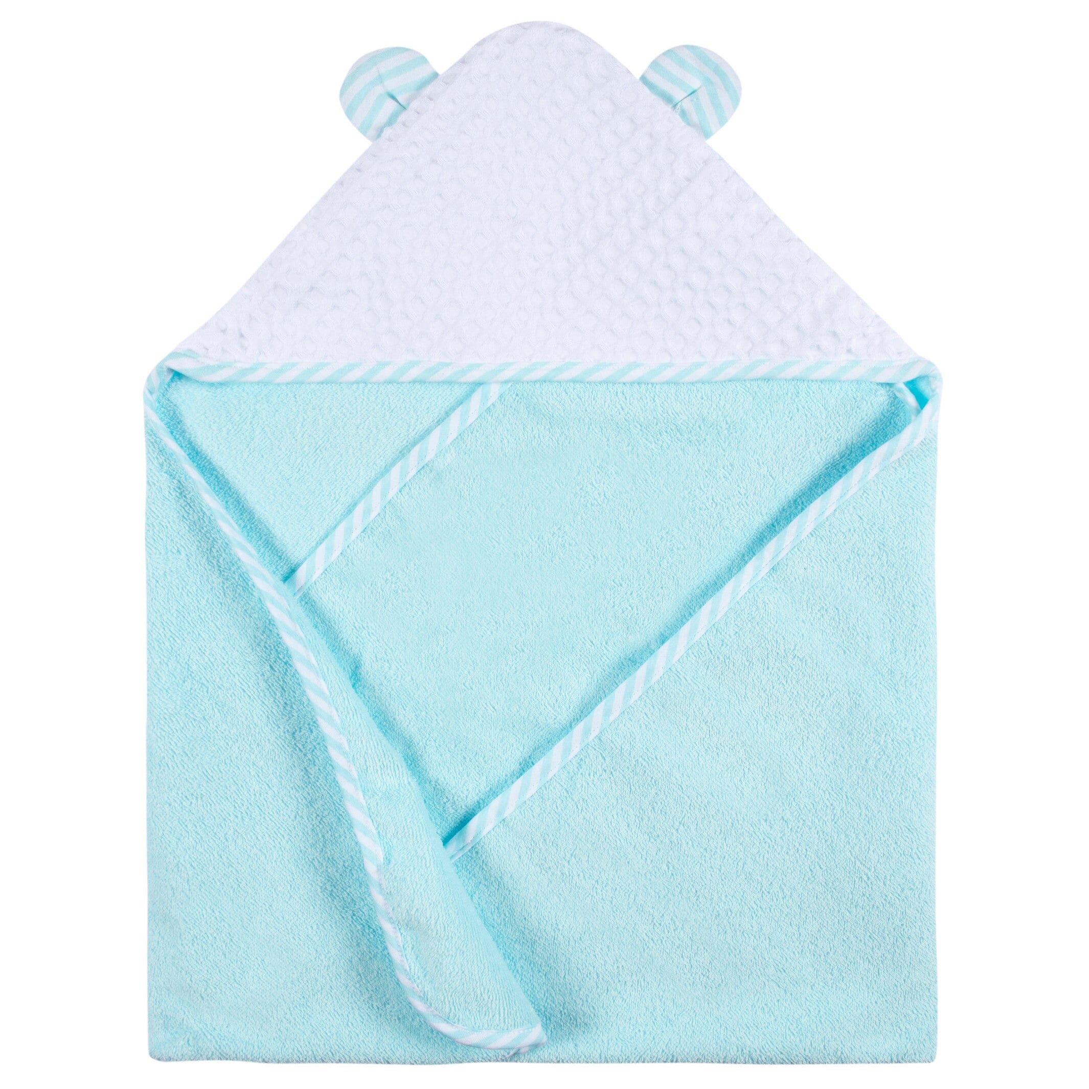 2-Piece Baby Neutral Little Animals Hooded Towel and Washcloth Mitt Set - Image 2