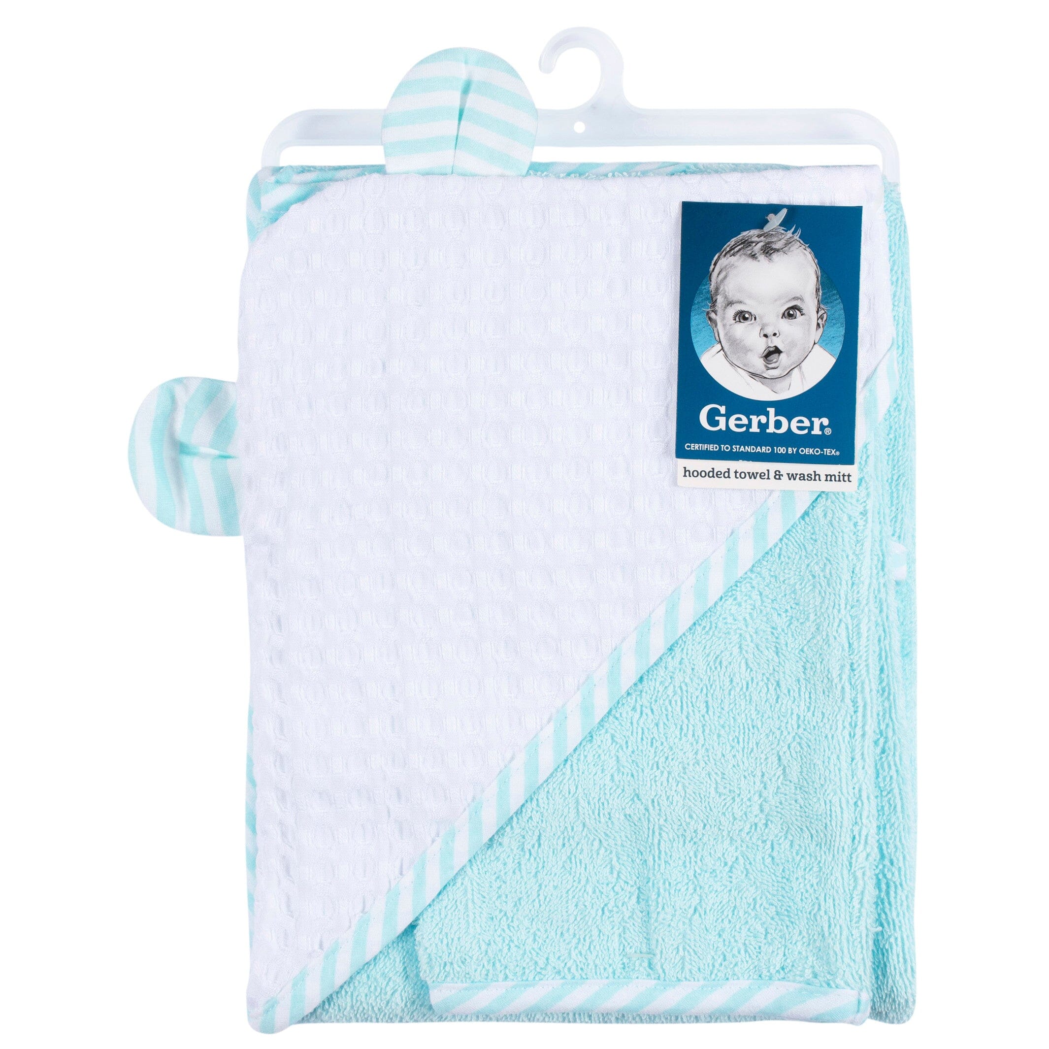 2-Piece Baby Neutral Little Animals Hooded Towel and Washcloth Mitt Set - Image 5