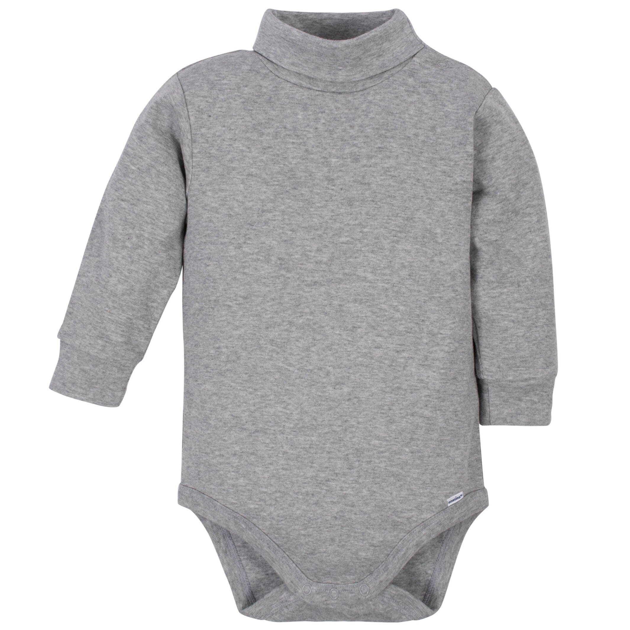 2-Pack Baby & Toddler Neutral Grey Heather Long Sleeve Turtleneck OnesiesĀ® Bodysuits - Image 2
