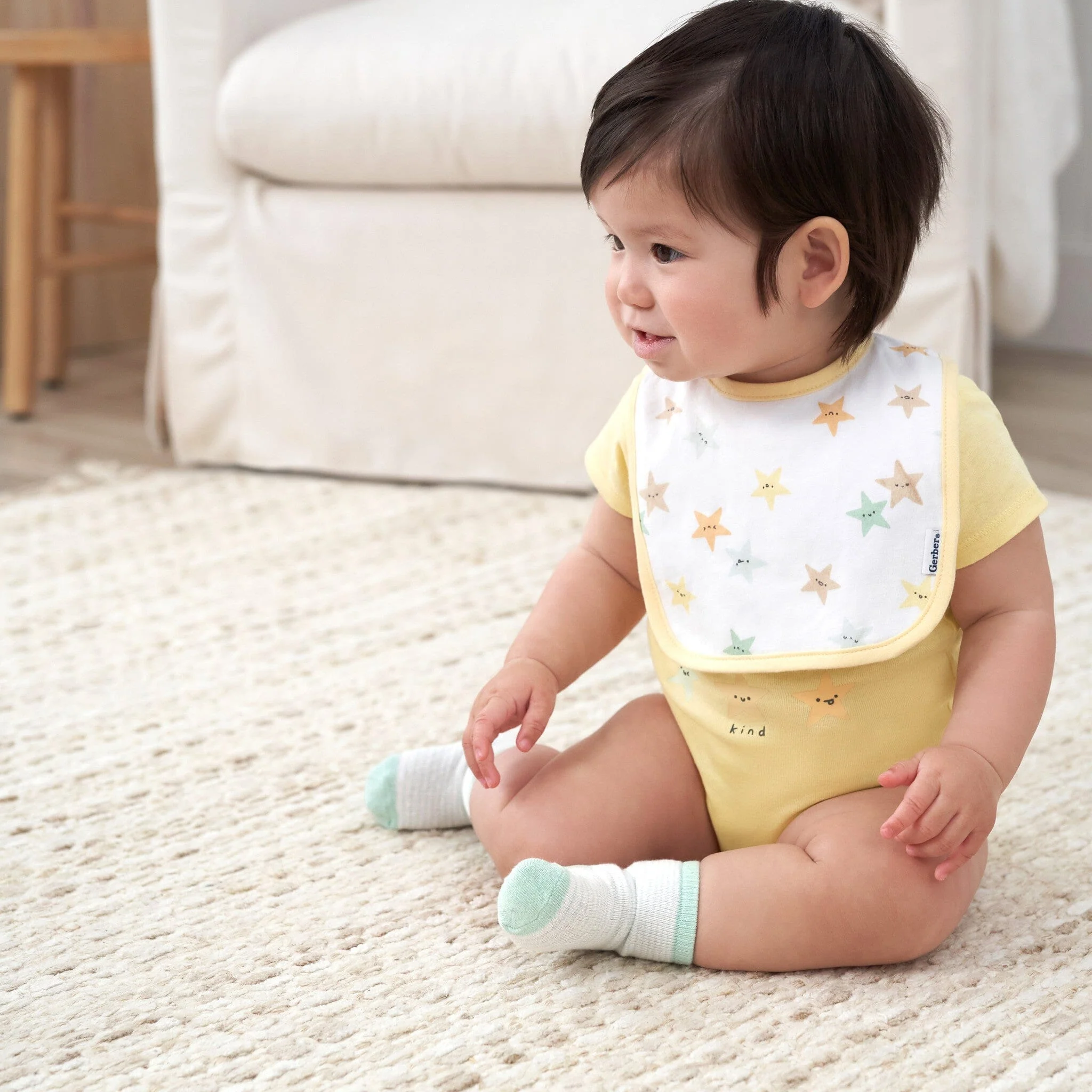 2-Pack Baby Neutral Starry Smiles Dribbler Bibs - Image 2