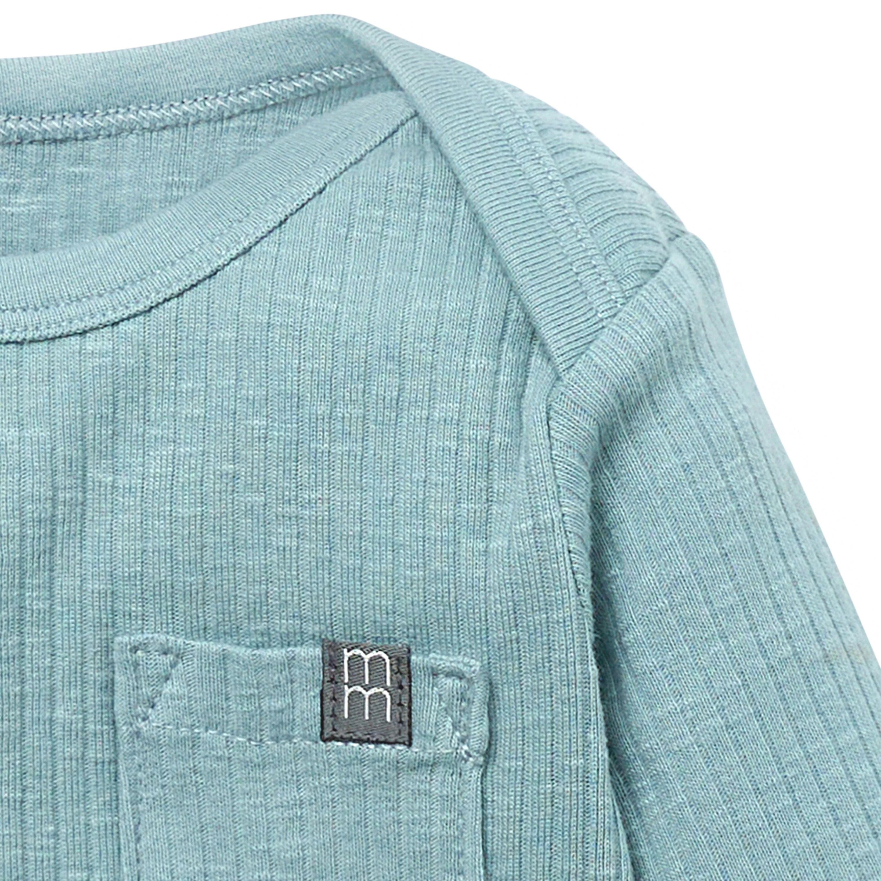 2-Piece Baby Boys Teal Long Sleeve Bodysuit & Striped Leggings Set - Image 4