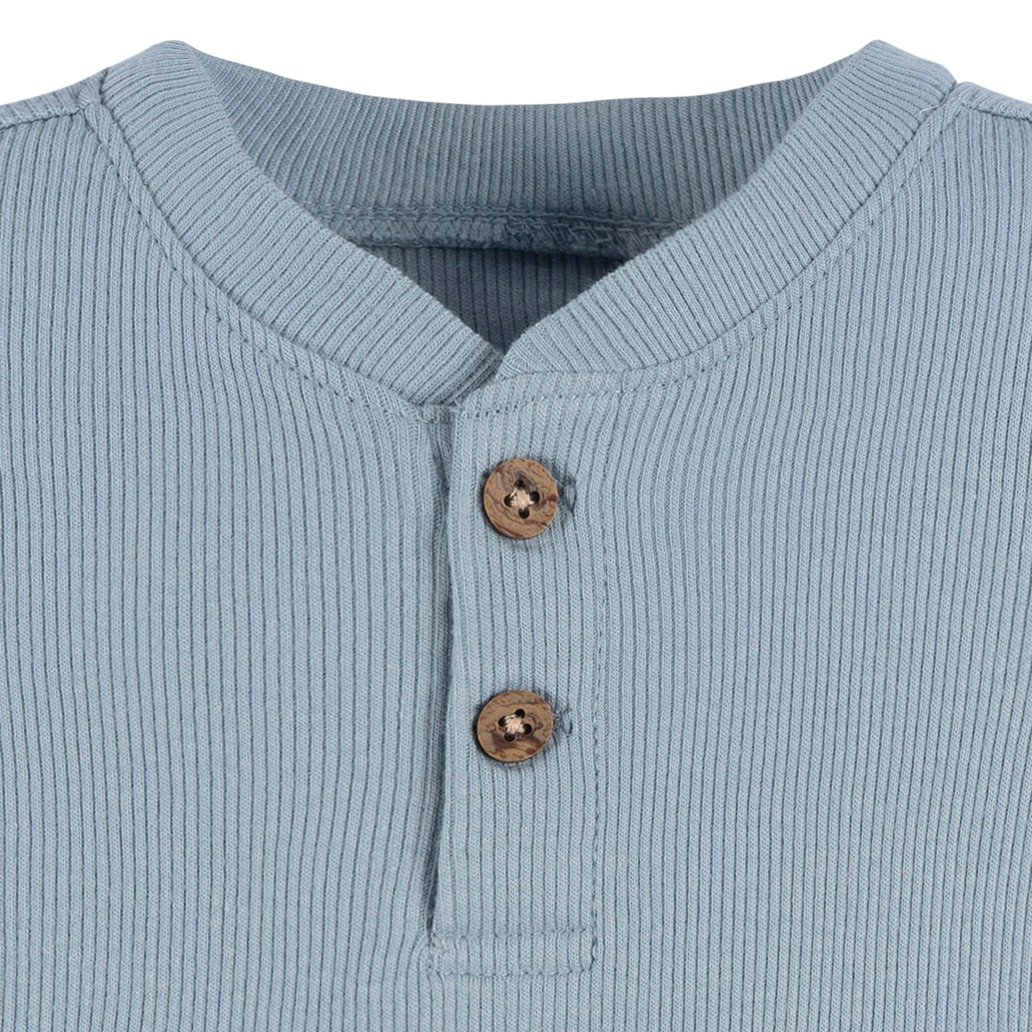 2-Piece Baby Boys Blue Bodysuit and Shorts Set - Image 5