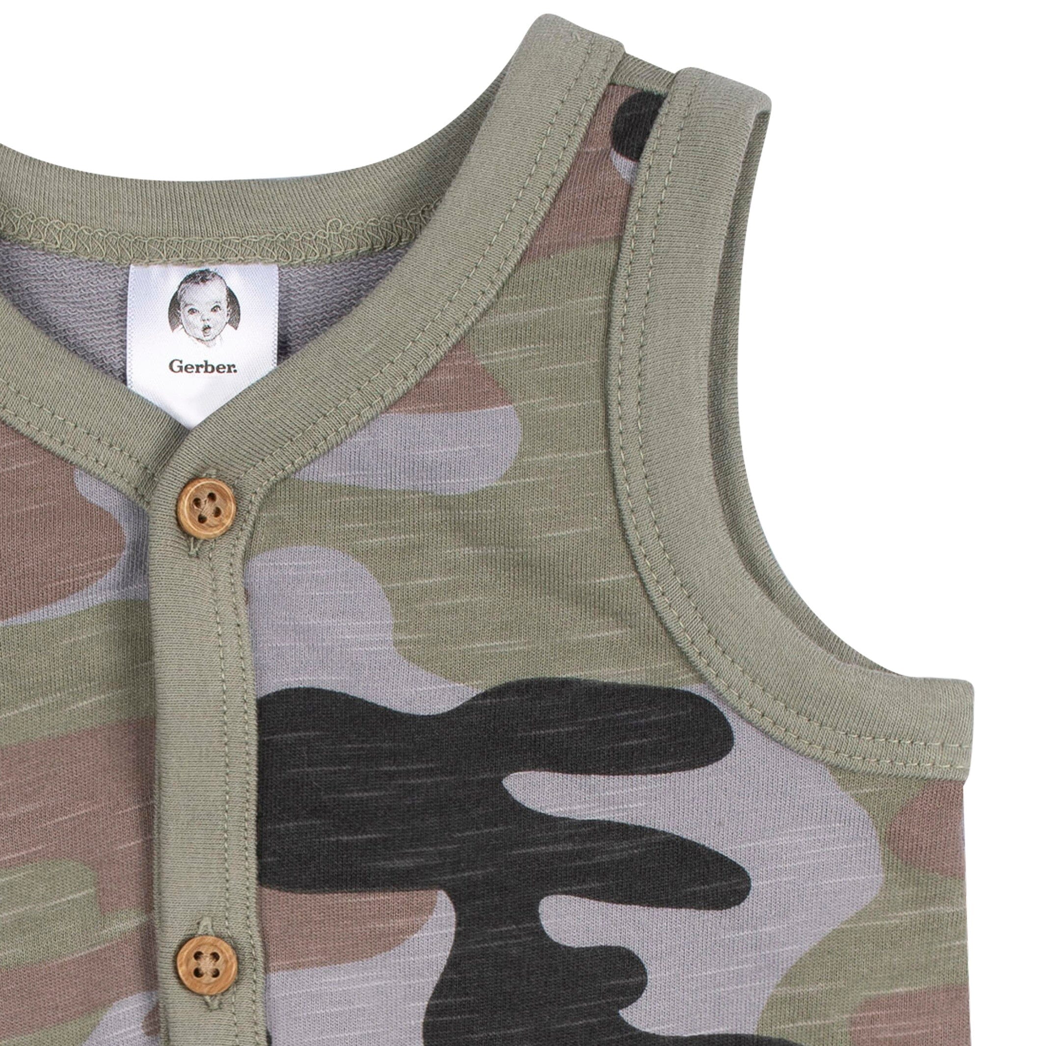 2-Pack Baby Boys Camo & Striped Short Leg Sleeveless Romper, 24M - Image 3