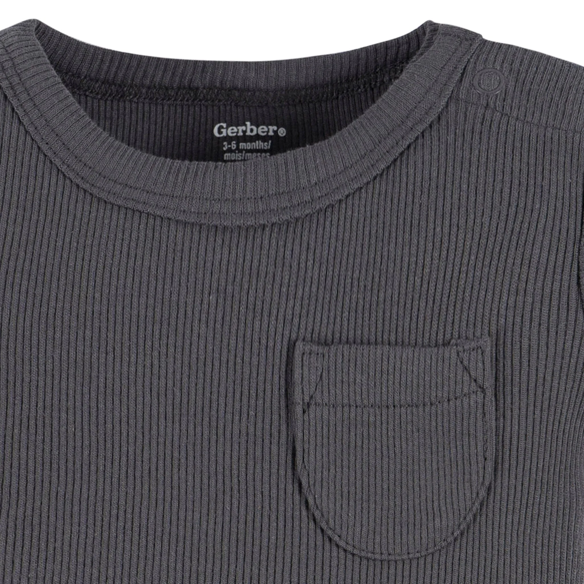 2-Piece Baby Boys Dark Grey Bodysuit and Shorts Set - Image 3