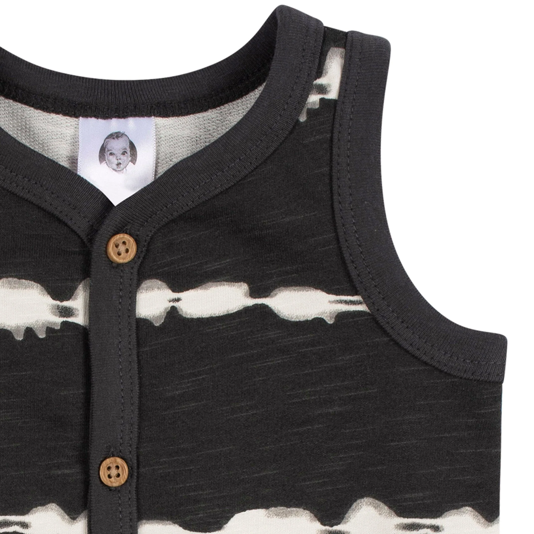 2-Pack Baby Boys Dark Gray Tie Dye & Blue Heather Short Leg Sleeveless Romper, 0-3M - Image 3