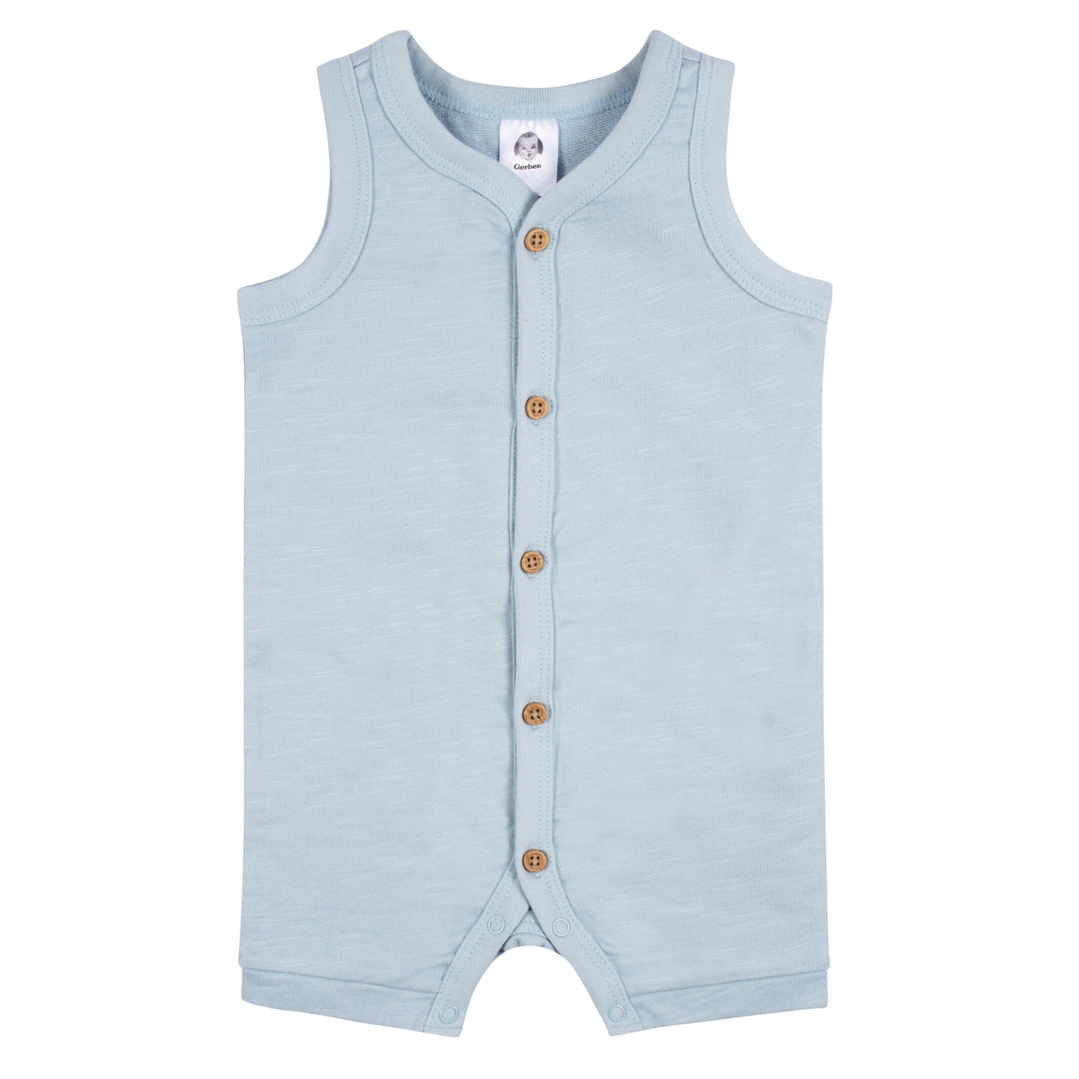 2-Pack Baby Boys Dark Gray Tie Dye & Blue Heather Short Leg Sleeveless Romper, 0-3M - Image 4