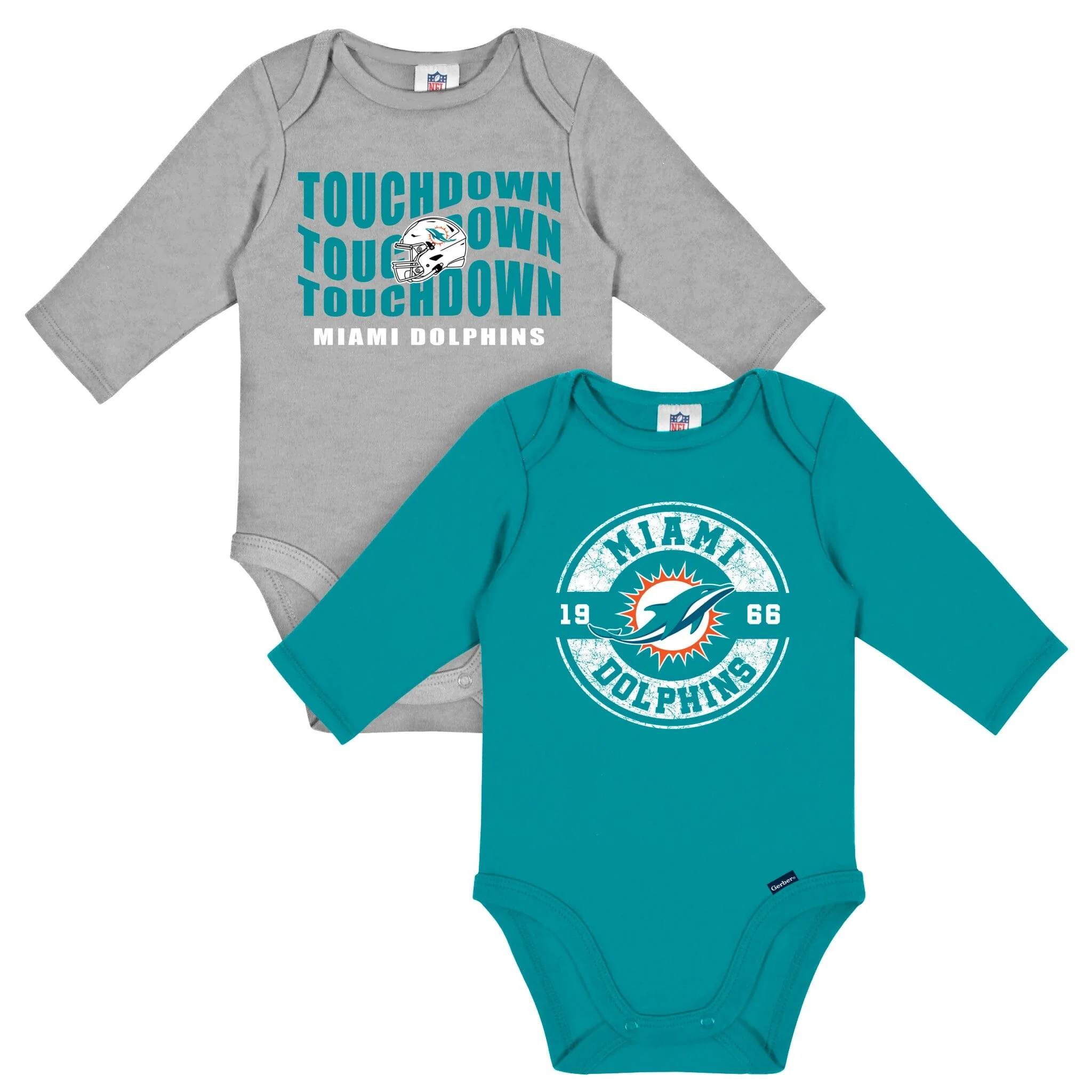 2-Pack Baby Boys Miami Dolphins Long Sleeve Bodysuits