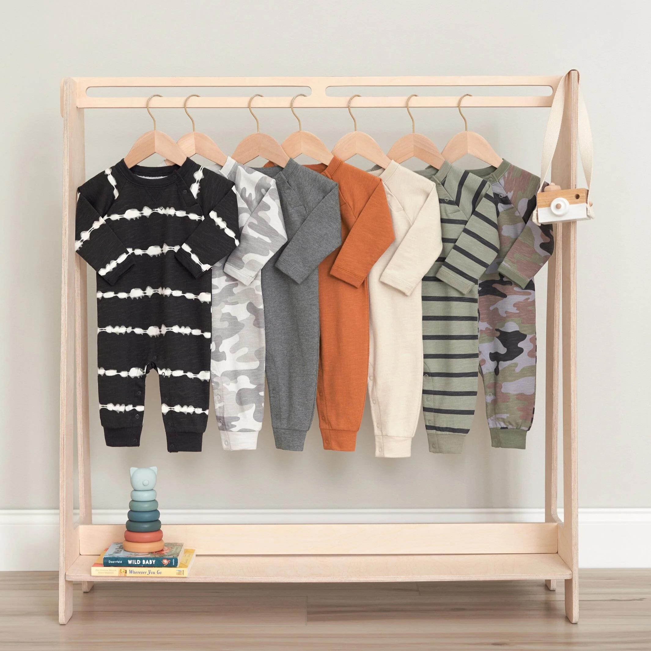 2-Pack Baby Boys Gray Camo & Yellow Raglan Sleeve Romper, 0-3M - Image 8