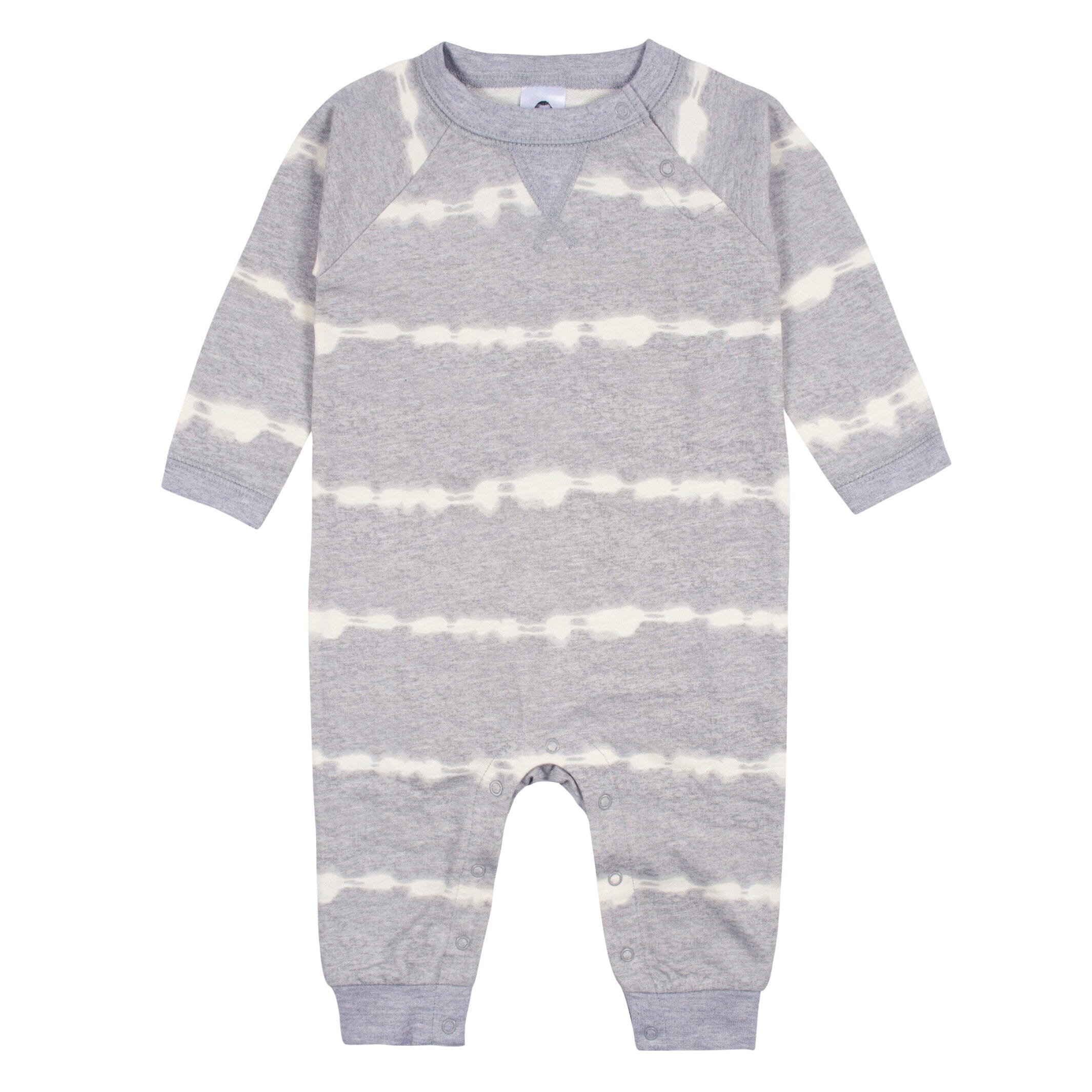2-Pack Baby Boys Light Gray Tie Dye & Striped Raglan Sleeve Romper - Image 3