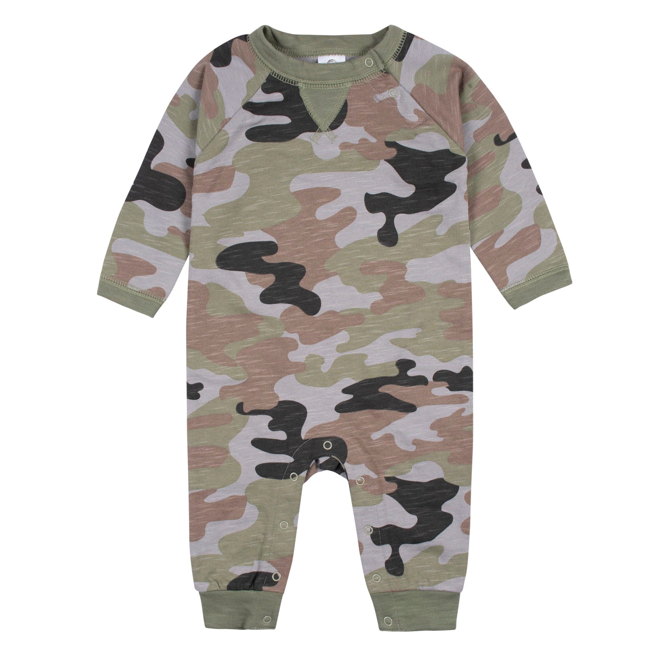 2-Pack Baby Boys Green Camo & Striped Raglan Sleeve Romper, 0-3M - Image 3