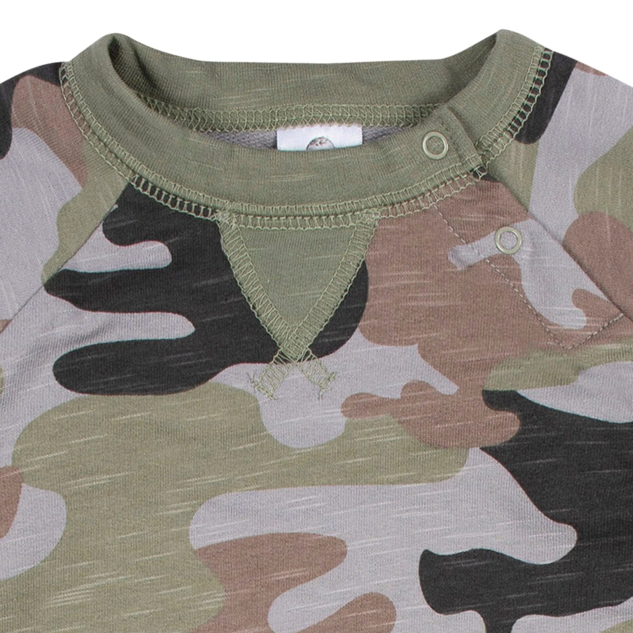 2-Pack Baby Boys Green Camo & Striped Raglan Sleeve Romper, 0-3M - Image 4