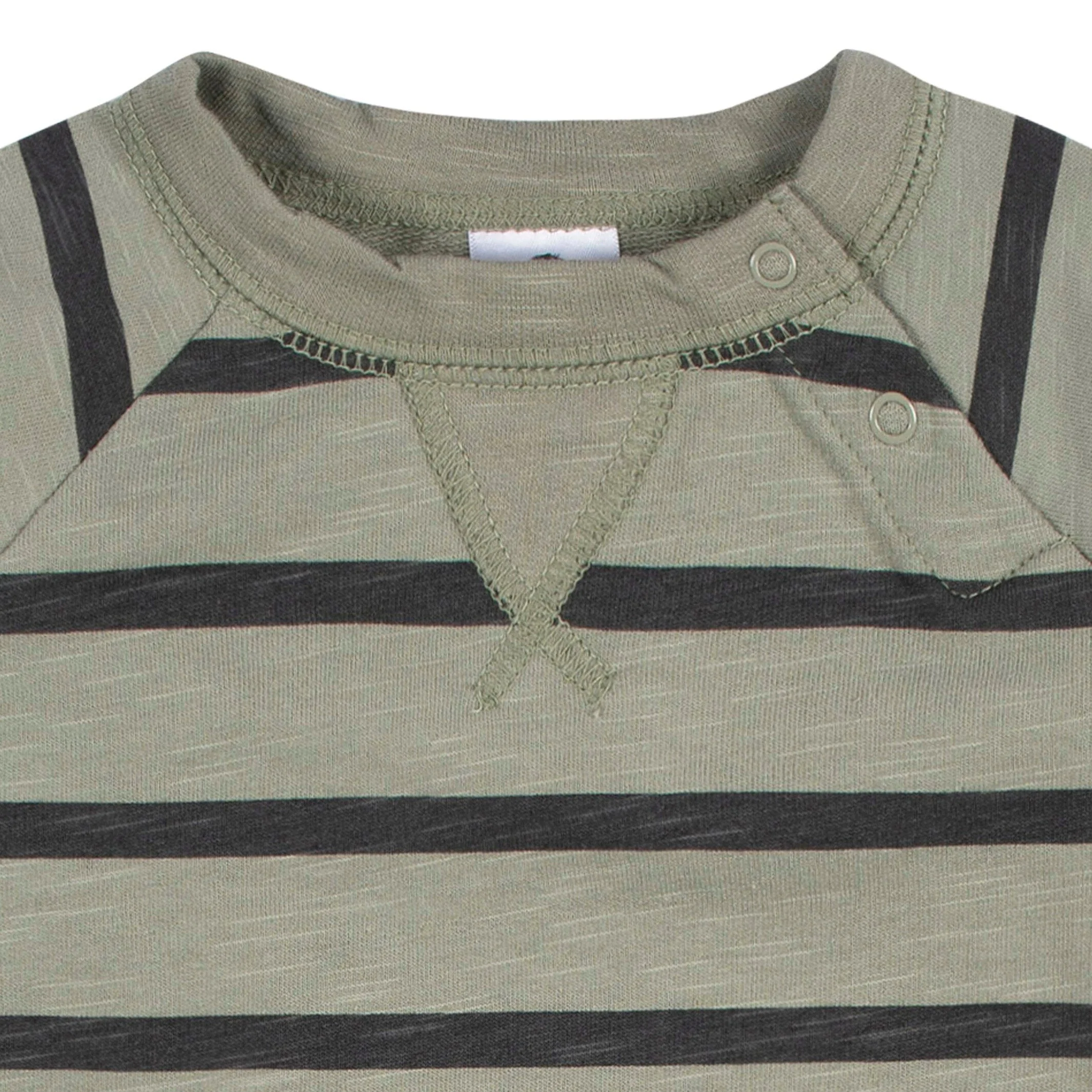 2-Pack Baby Boys Green Camo & Striped Raglan Sleeve Romper, 0-3M - Image 7