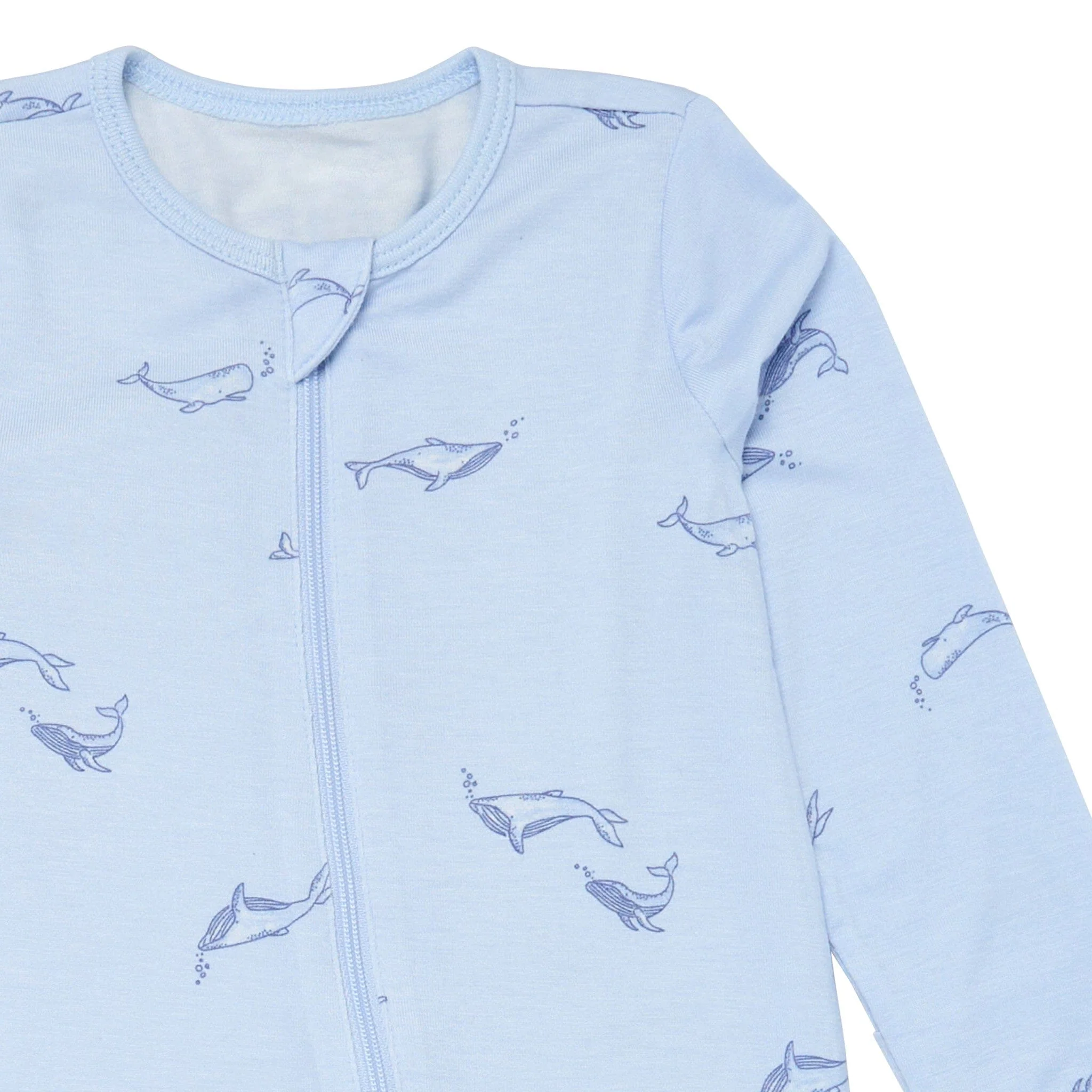 2-Pack Baby Boys Light Blue Whale Sleep 'N Plays With Mitten Cuffs - Image 3