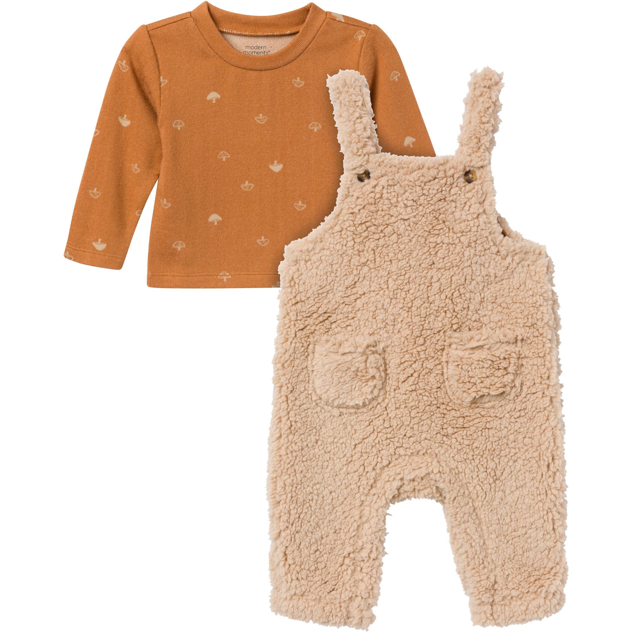 2-Pack Baby Boys Lt Tan Microplush Overall - Image 2