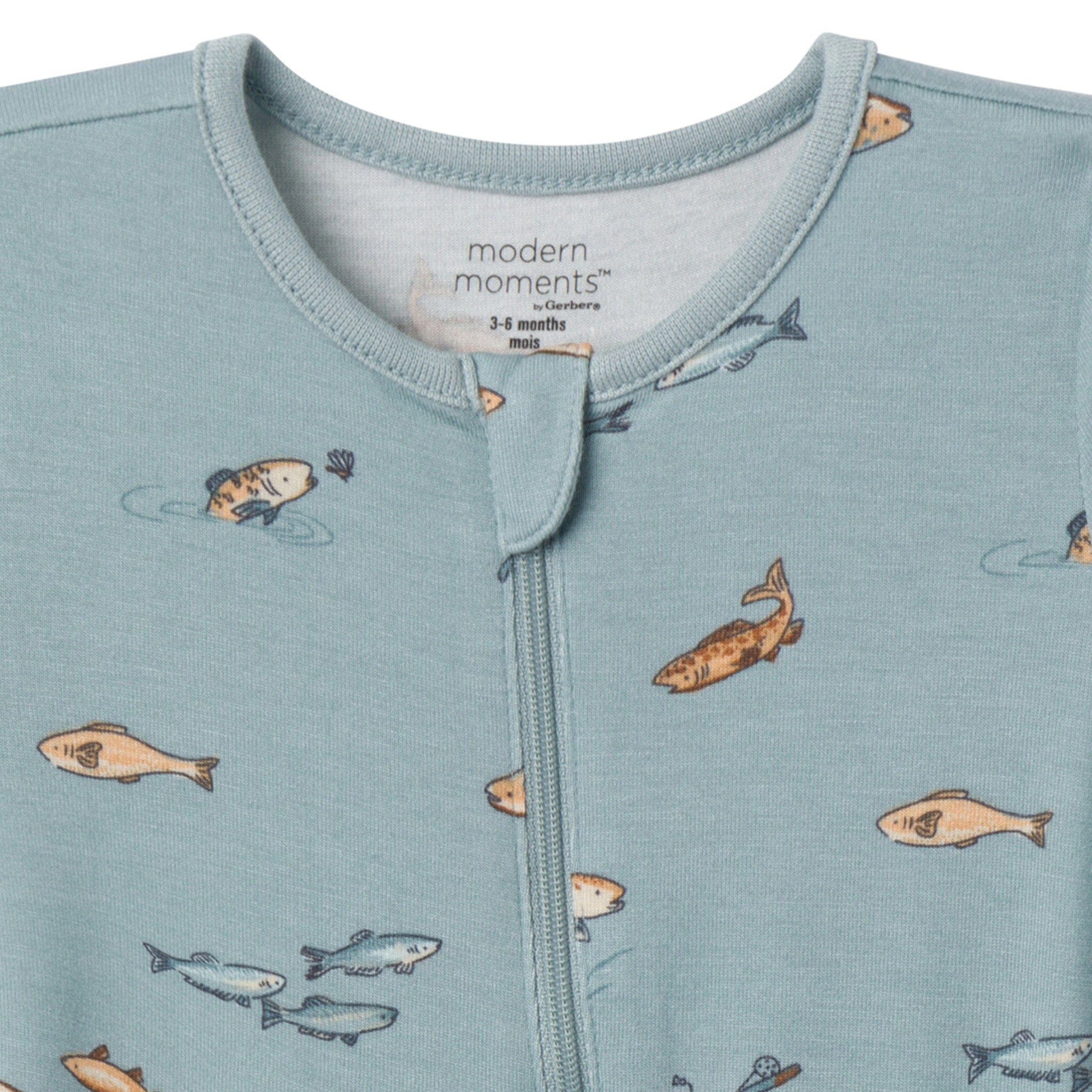 2-Pack Baby Boys Teal Fishing Zip Front Viscose Rompers - Image 5