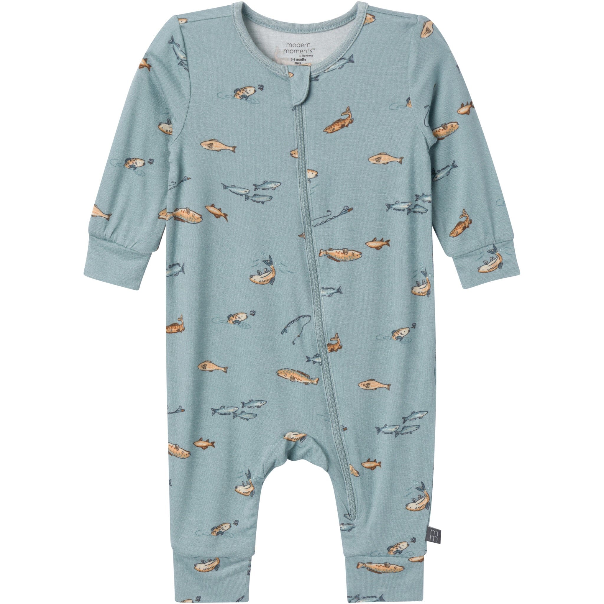 2-Pack Baby Boys Teal Fishing Zip Front Viscose Rompers - Image 6