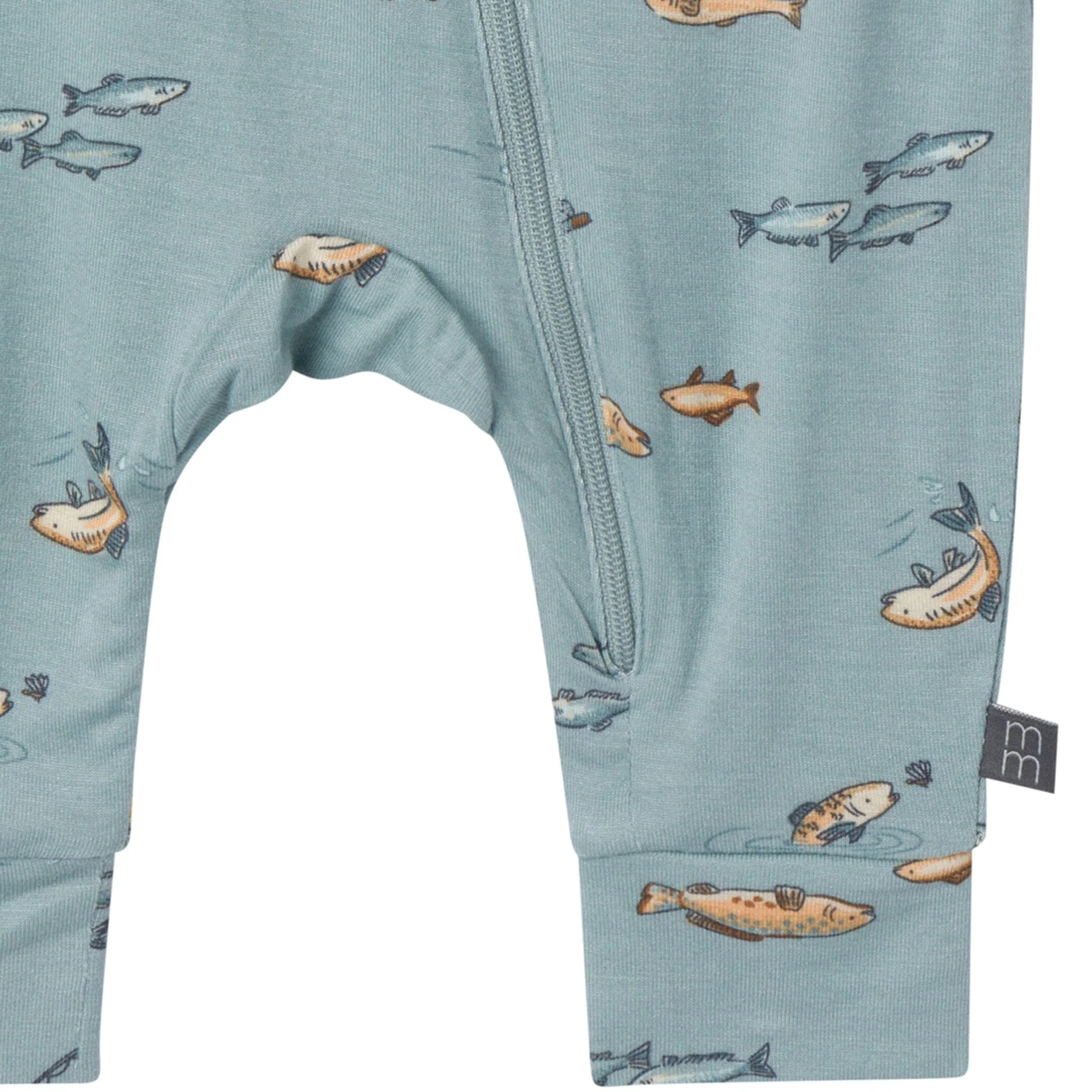 2-Pack Baby Boys Teal Fishing Zip Front Viscose Rompers - Image 7