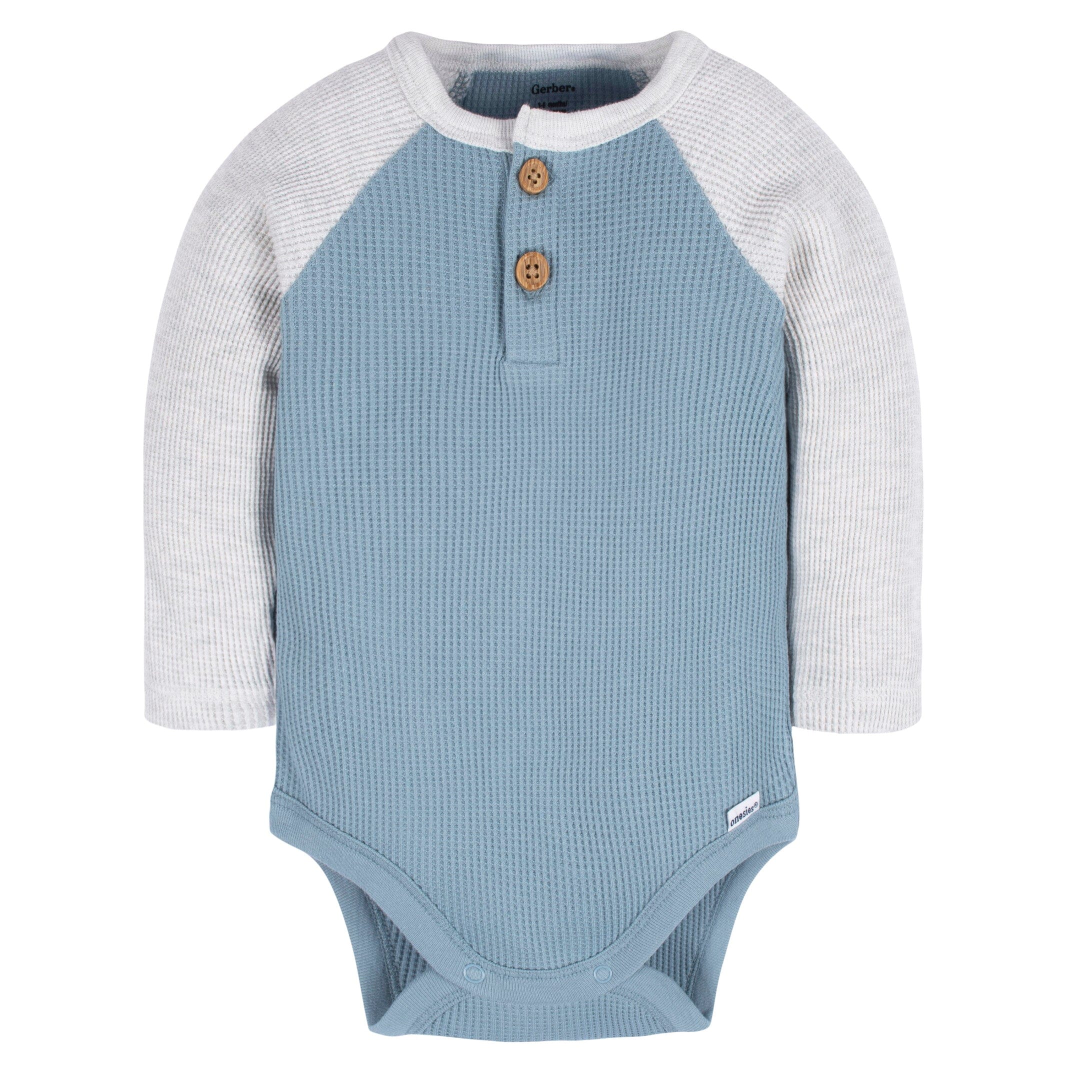 2-Pack Baby Boys Navy & Light Blue Long Sleeve Henley Onesies® Bodysuits - Image 2
