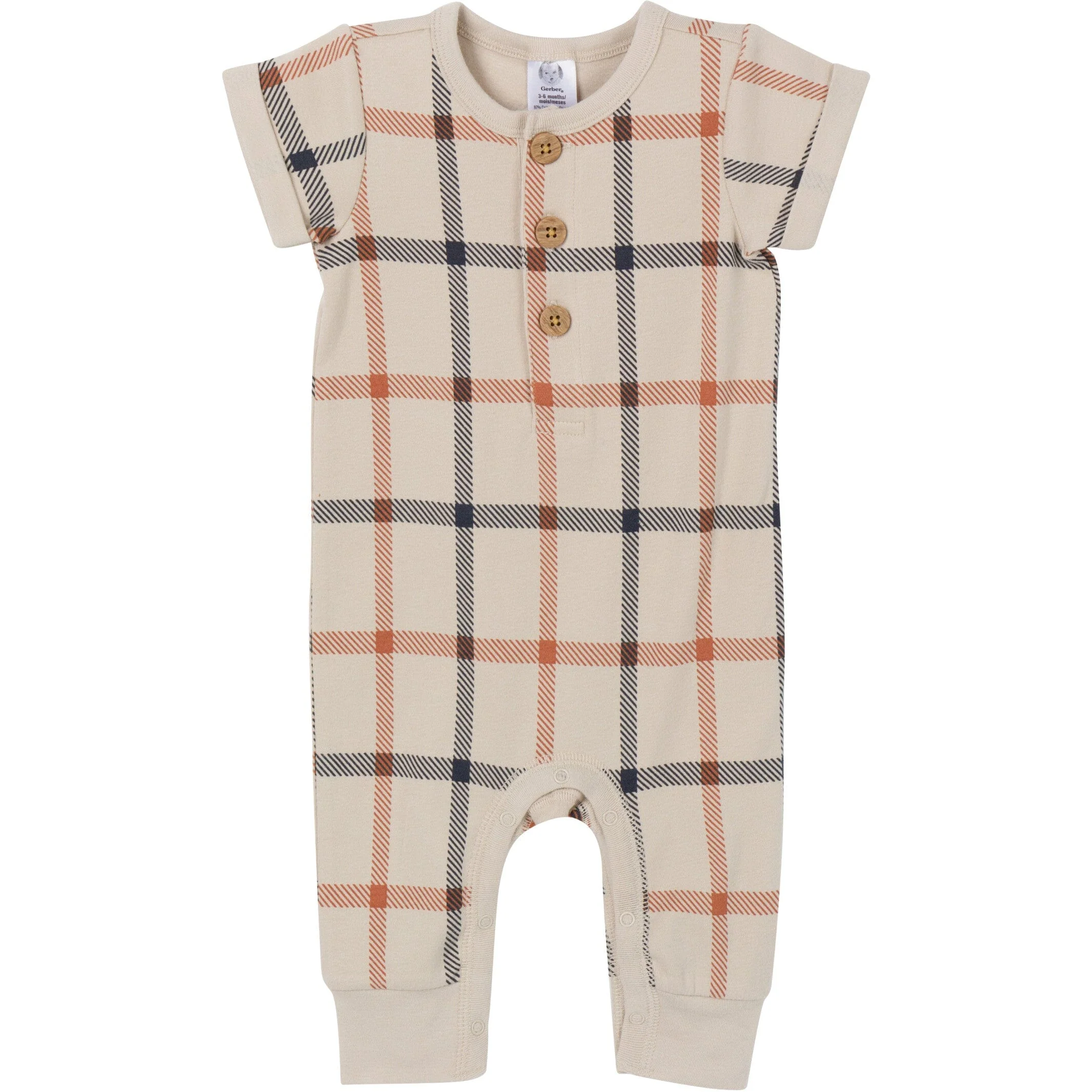2-Pack Baby Boys Plaid & Navy Rompers - Image 6