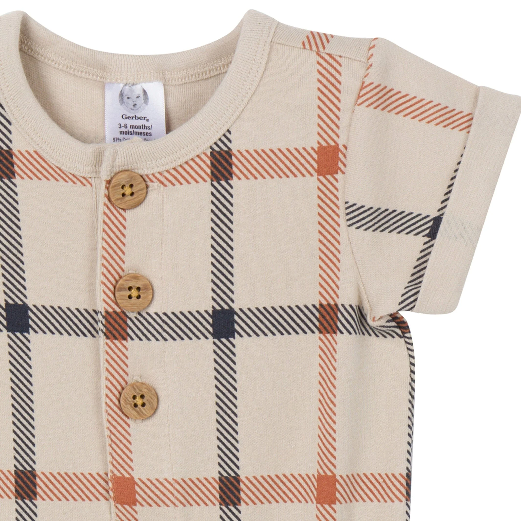 2-Pack Baby Boys Plaid & Navy Rompers - Image 7