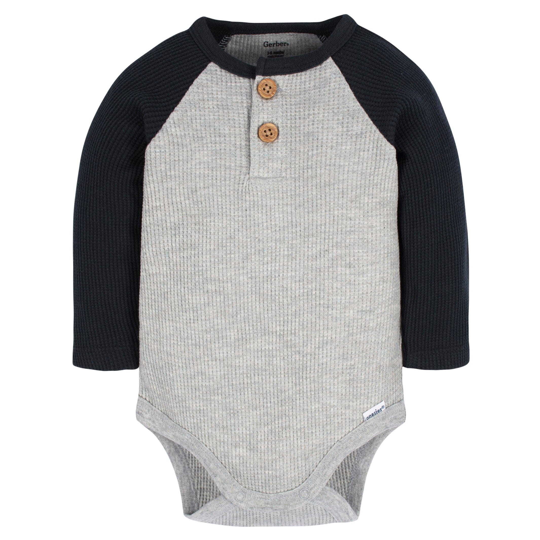 2-Pack Baby Boys Red & Heather Gray Long Sleeve Henley Onesies® Bodysuits - Image 3