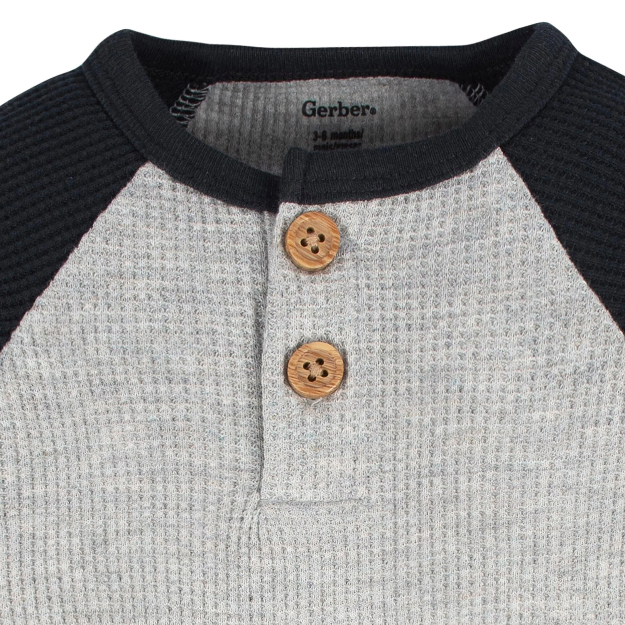 2-Pack Baby Boys Red & Heather Gray Long Sleeve Henley Onesies® Bodysuits - Image 4