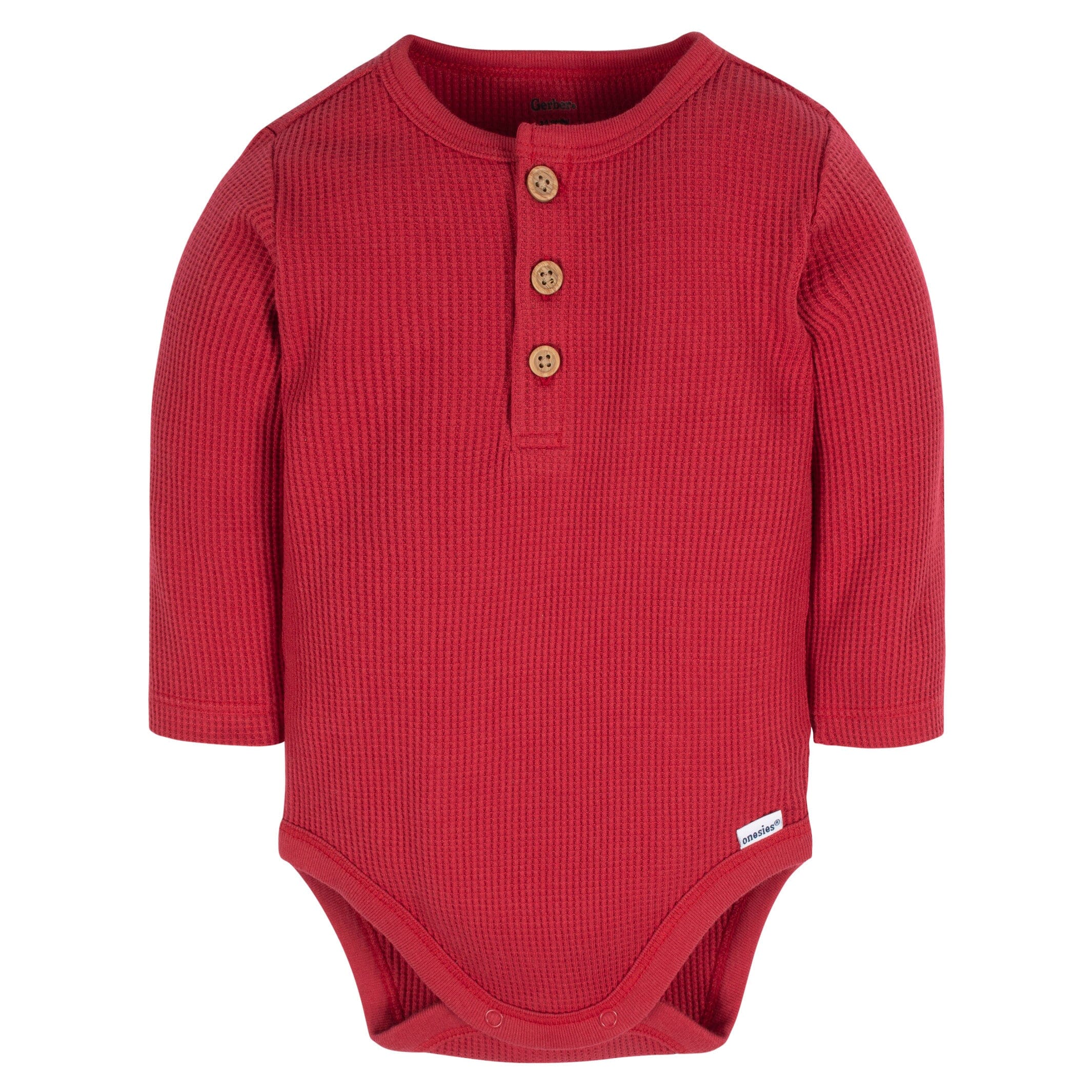 2-Pack Baby Boys Red & Heather Gray Long Sleeve Henley Onesies® Bodysuits - Image 6