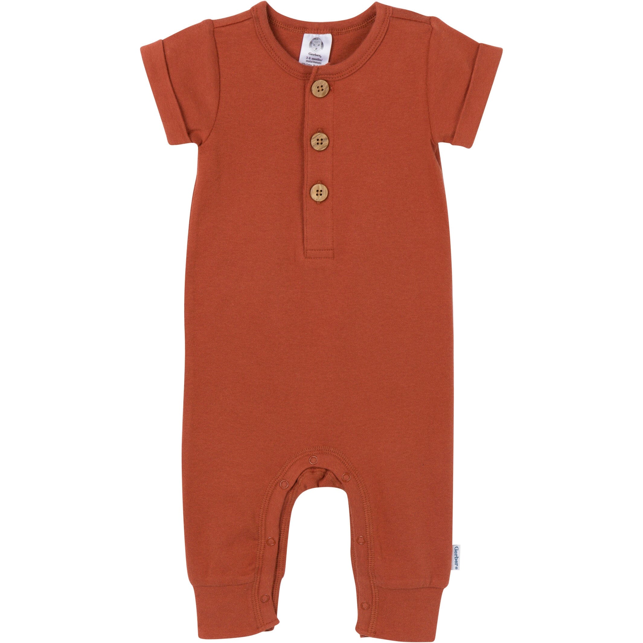 2-Pack Baby Boys Rust & Olive Rompers - Image 5