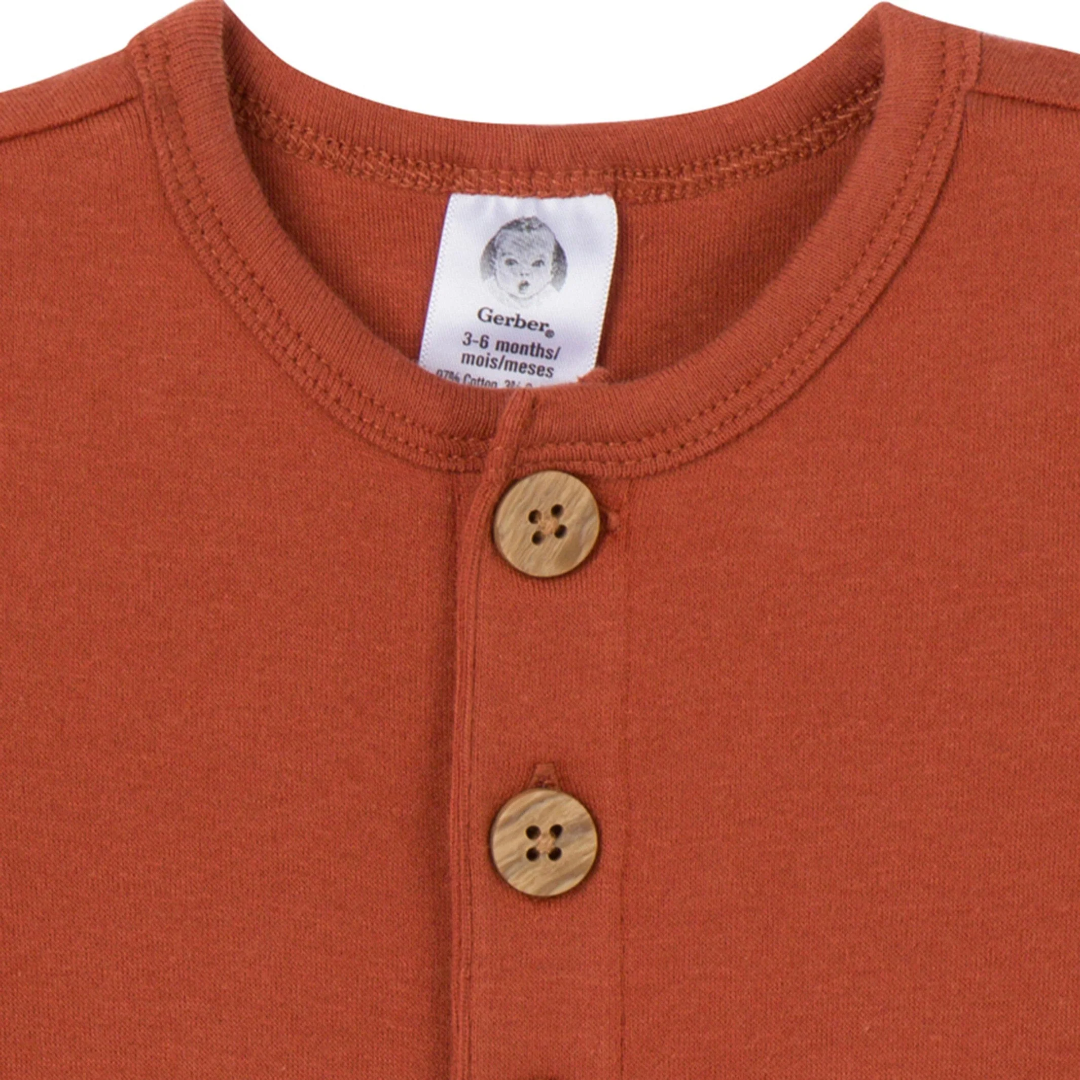 2-Pack Baby Boys Rust & Olive Rompers - Image 7