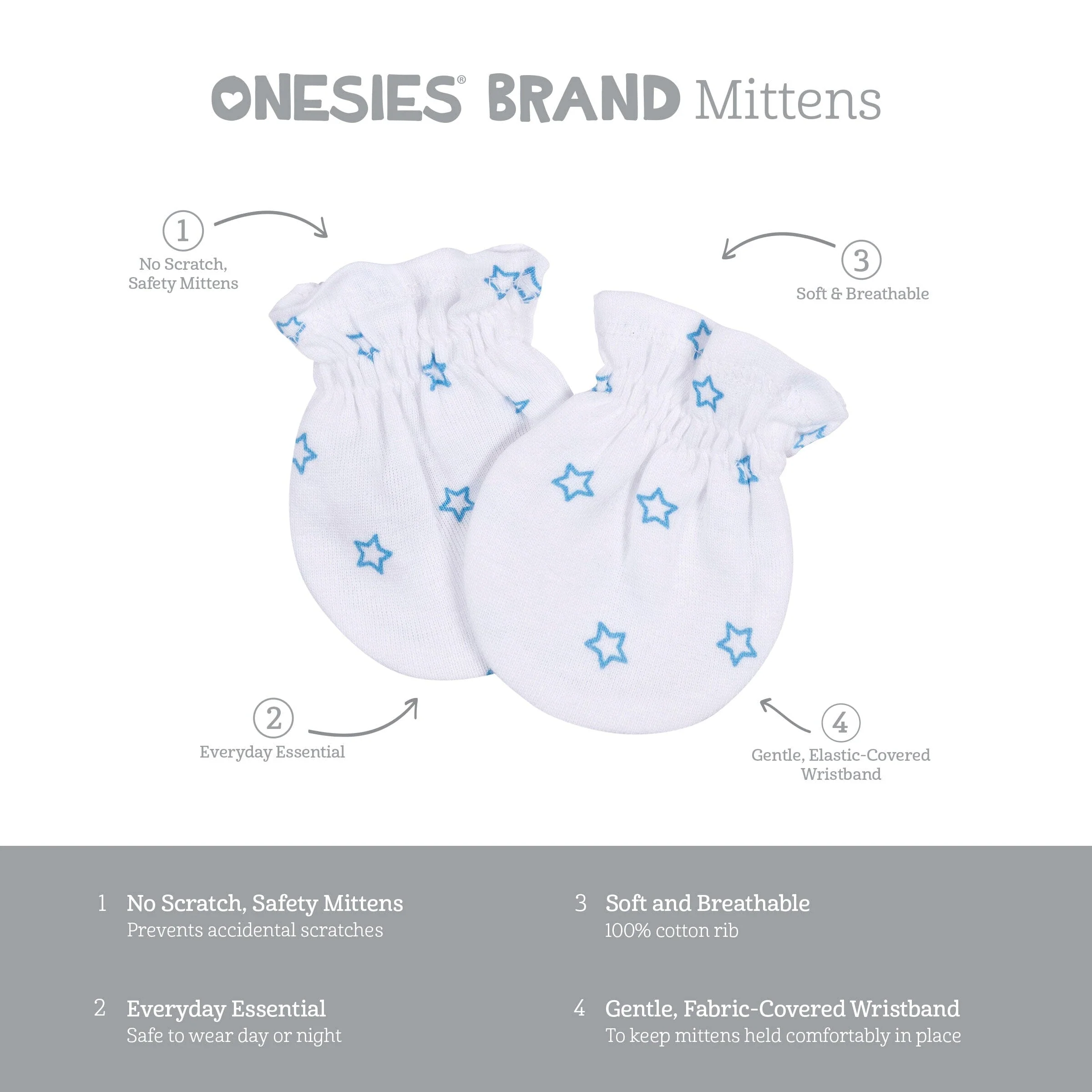 2-Pack Baby Boys Boy Stars No Scratch Mittens - Image 4
