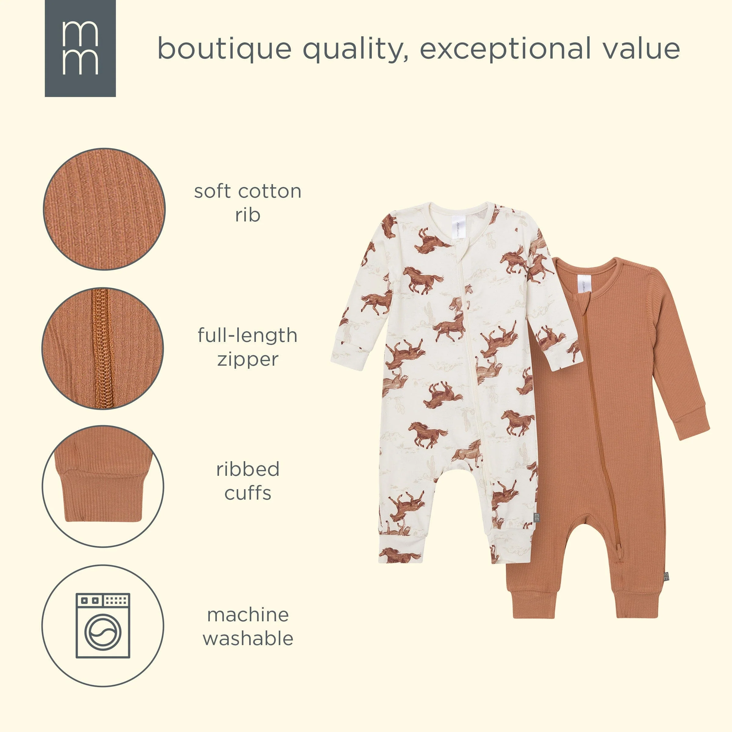 2-Pack Baby Boys Wild Horses Viscose Snug Fit Footless Pajamas - Image 10
