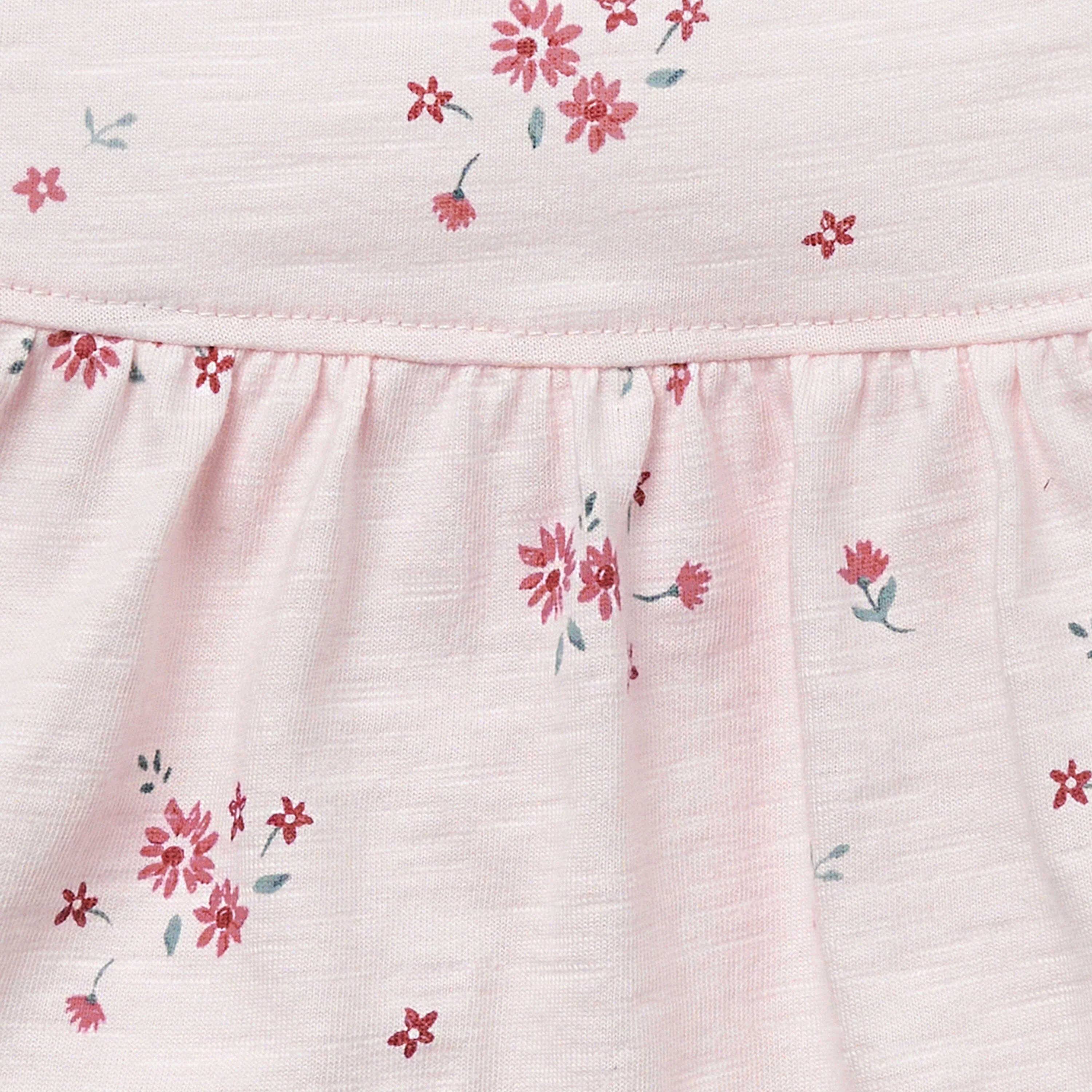 2-Piece Baby Girls Light Pink Floral Ruffled Sleeve Top & Cuffed Shorts Set - Image 7