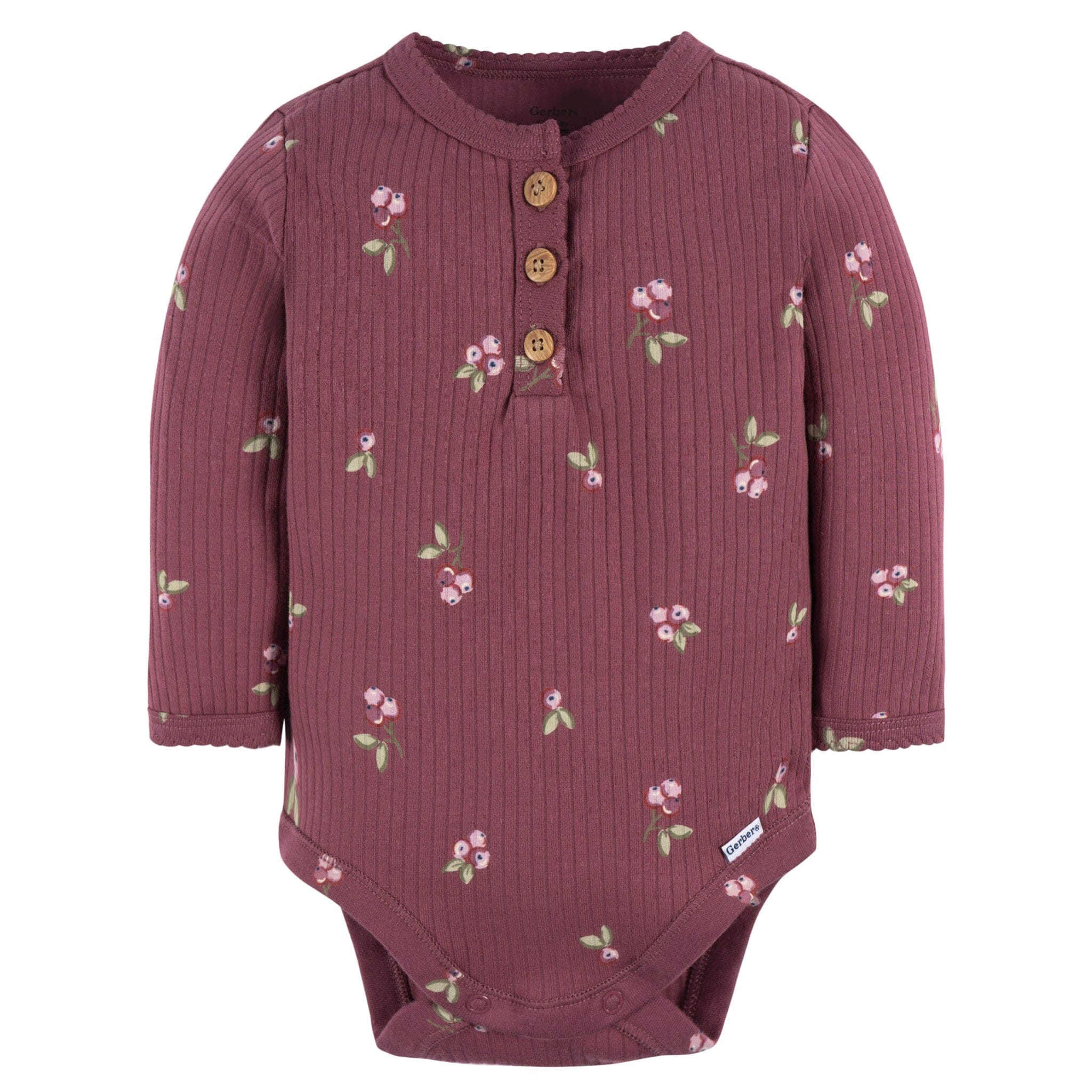 2-Pack Baby Girls Berries Henley Onesies® Bodysuits - Image 2