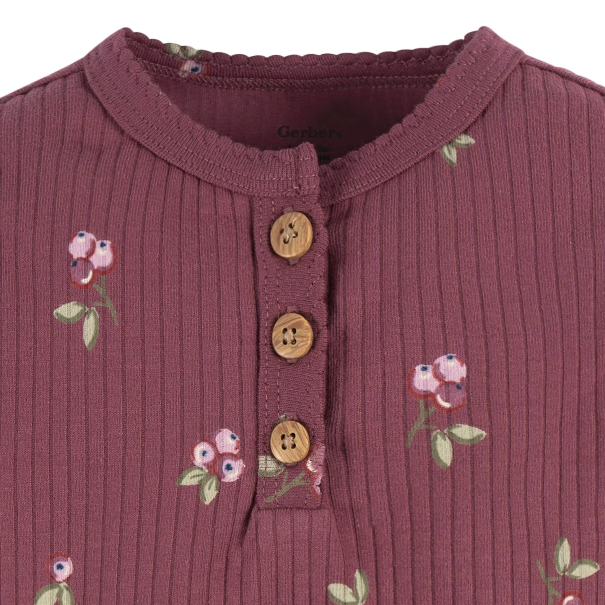 2-Pack Baby Girls Berries Henley Onesies® Bodysuits - Image 3