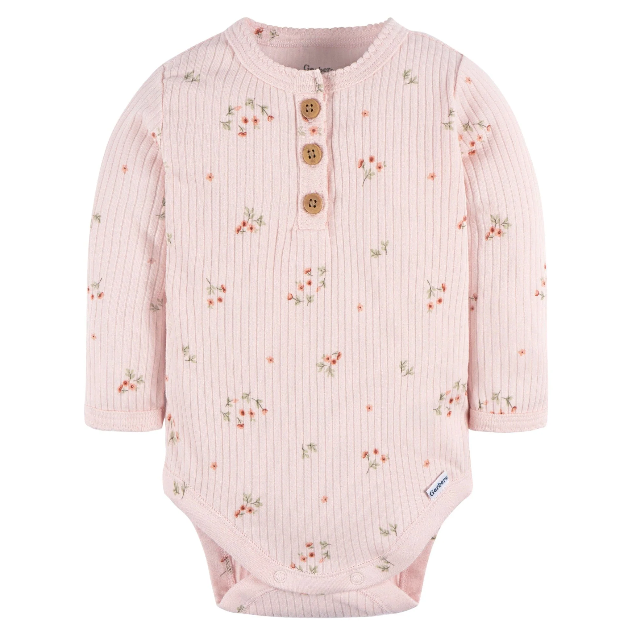 2-Pack Baby Girls Floral Henley Onesies® Bodysuits - Image 2