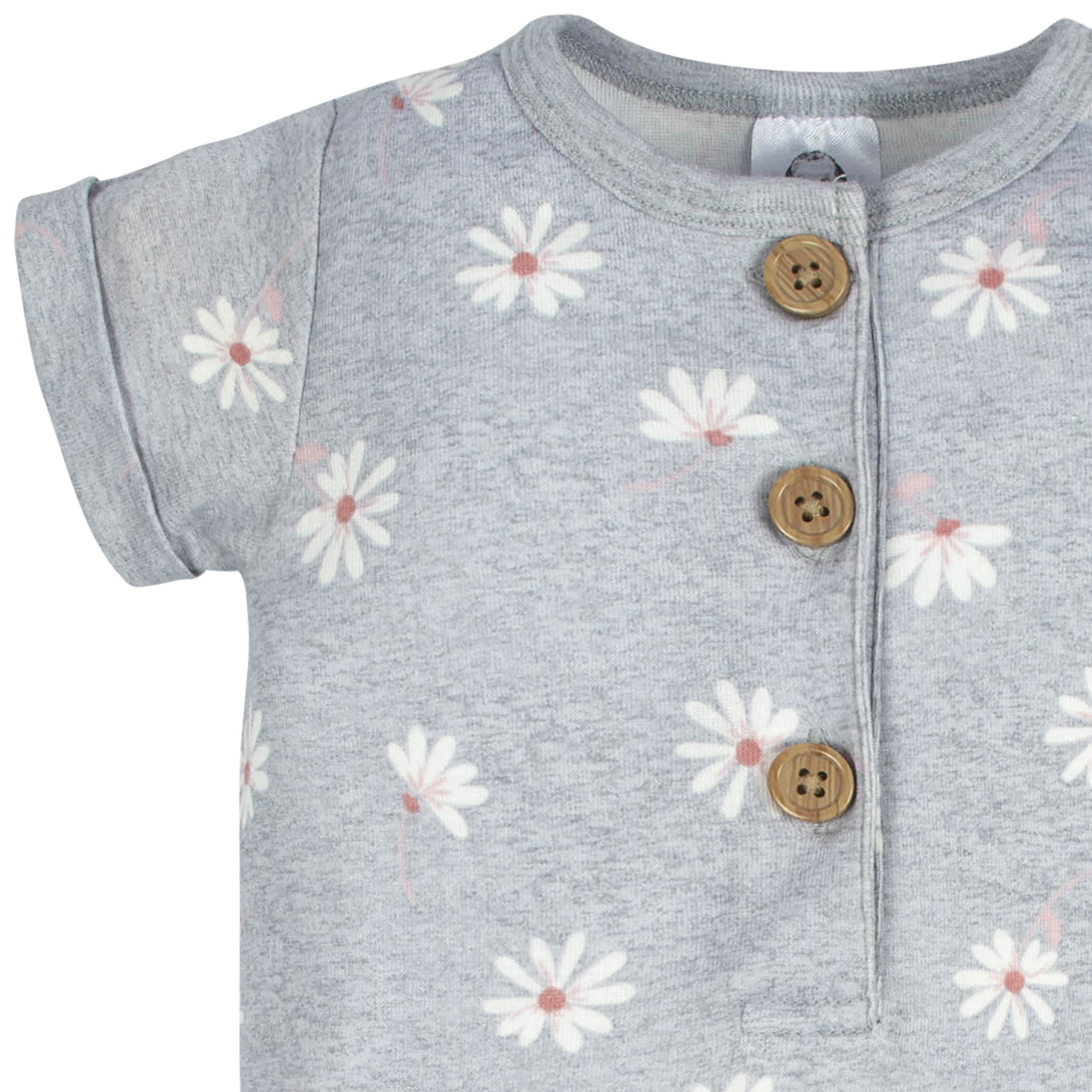 2-Pack Baby Girls Floral & Daisies Short Sleeve Rompers - Image 5