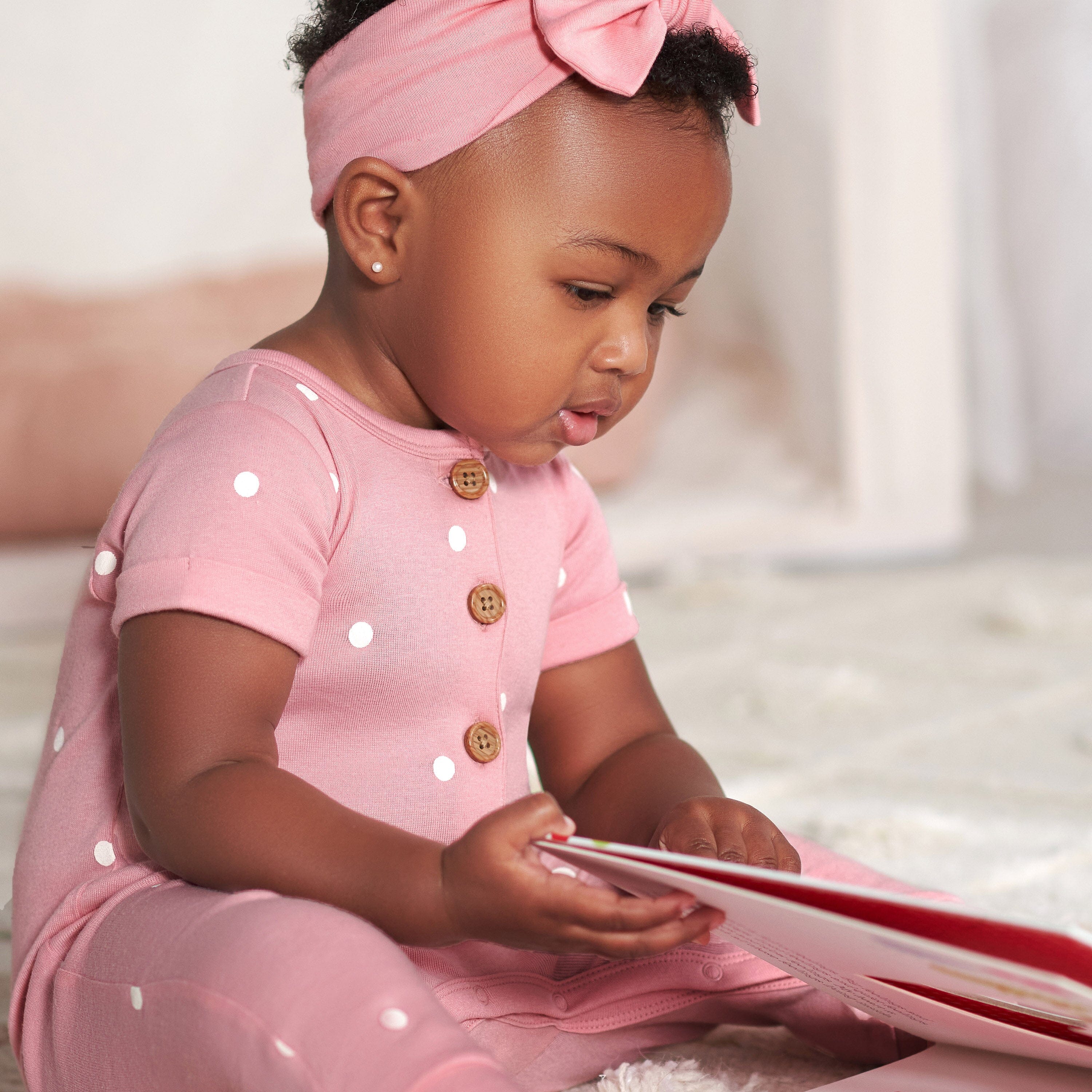2-Pack Baby Girls Floral & Dots Short Sleeve Rompers - Image 3