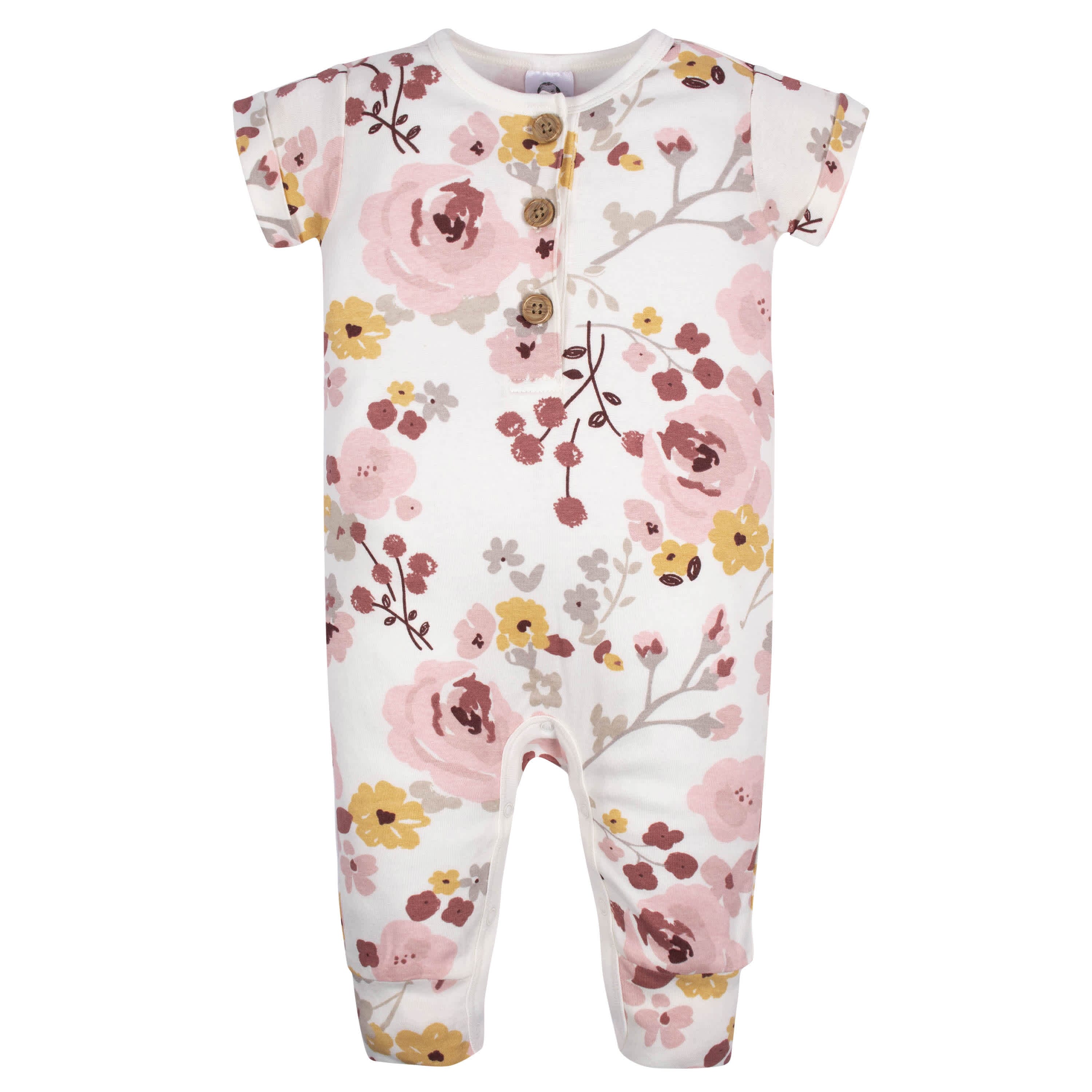 2-Pack Baby Girls Floral & Dots Short Sleeve Rompers - Image 4