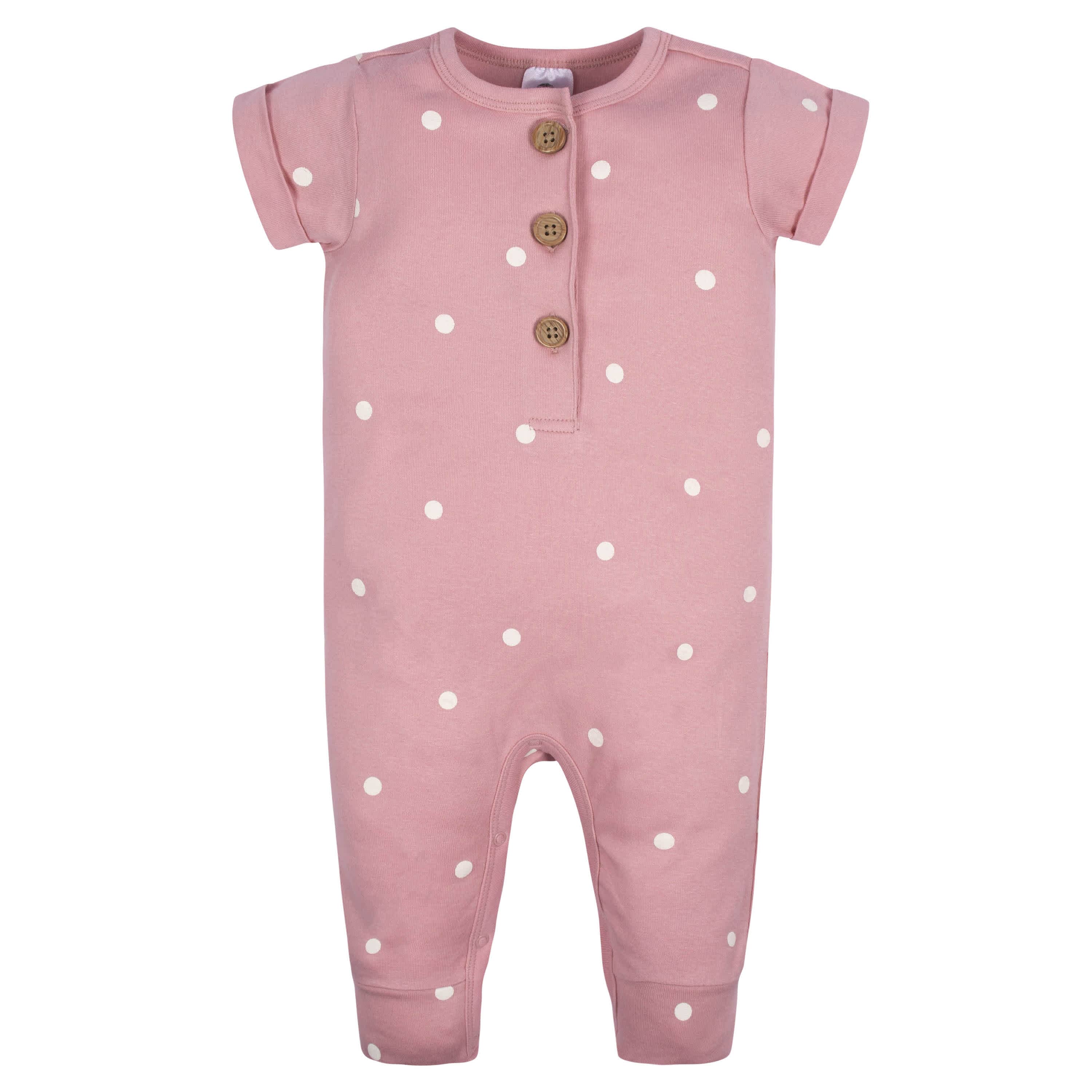 2-Pack Baby Girls Floral & Dots Short Sleeve Rompers - Image 6