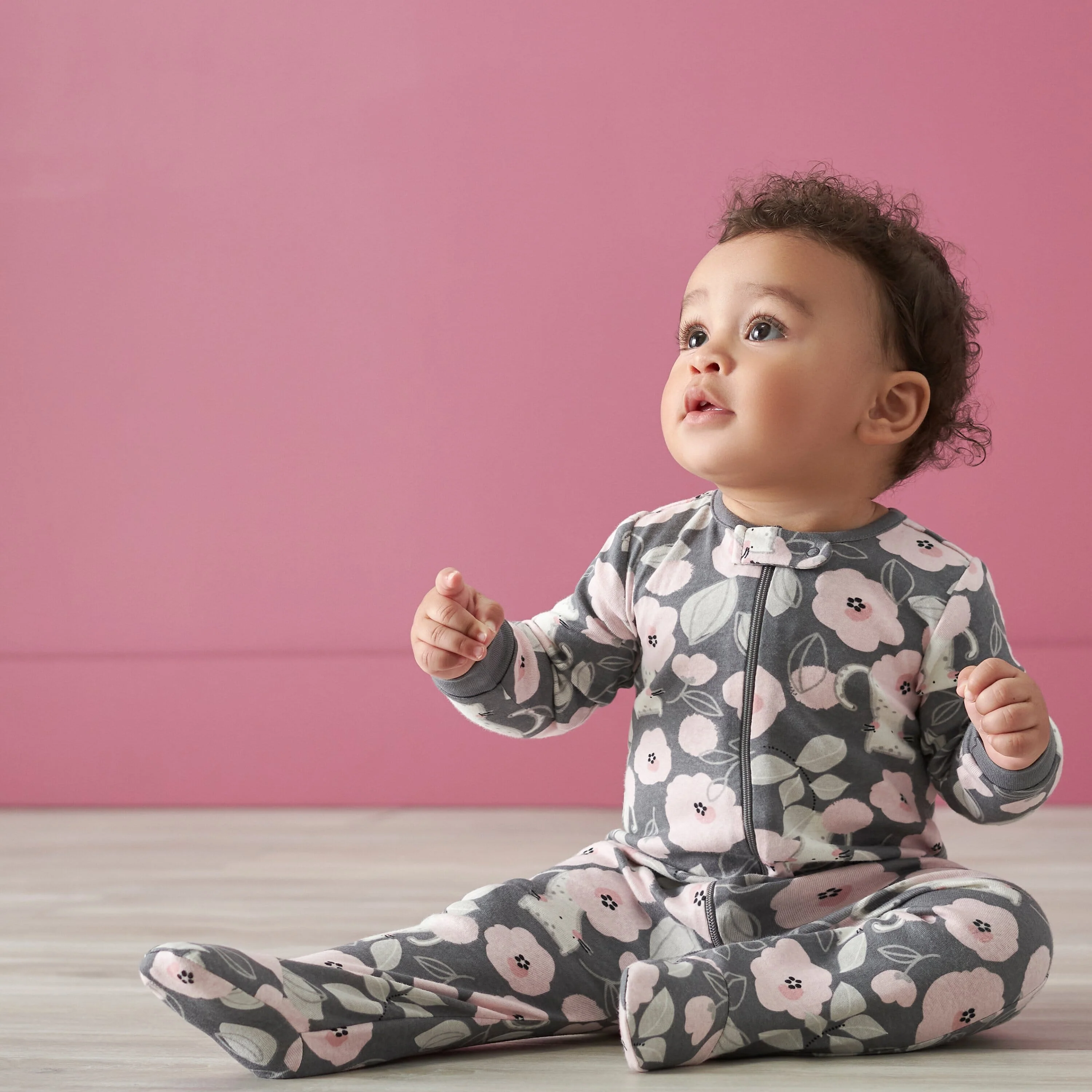2-Pack Baby Girls Comfy Stretch Floral Leopard Sleep 'N Plays - Image 2