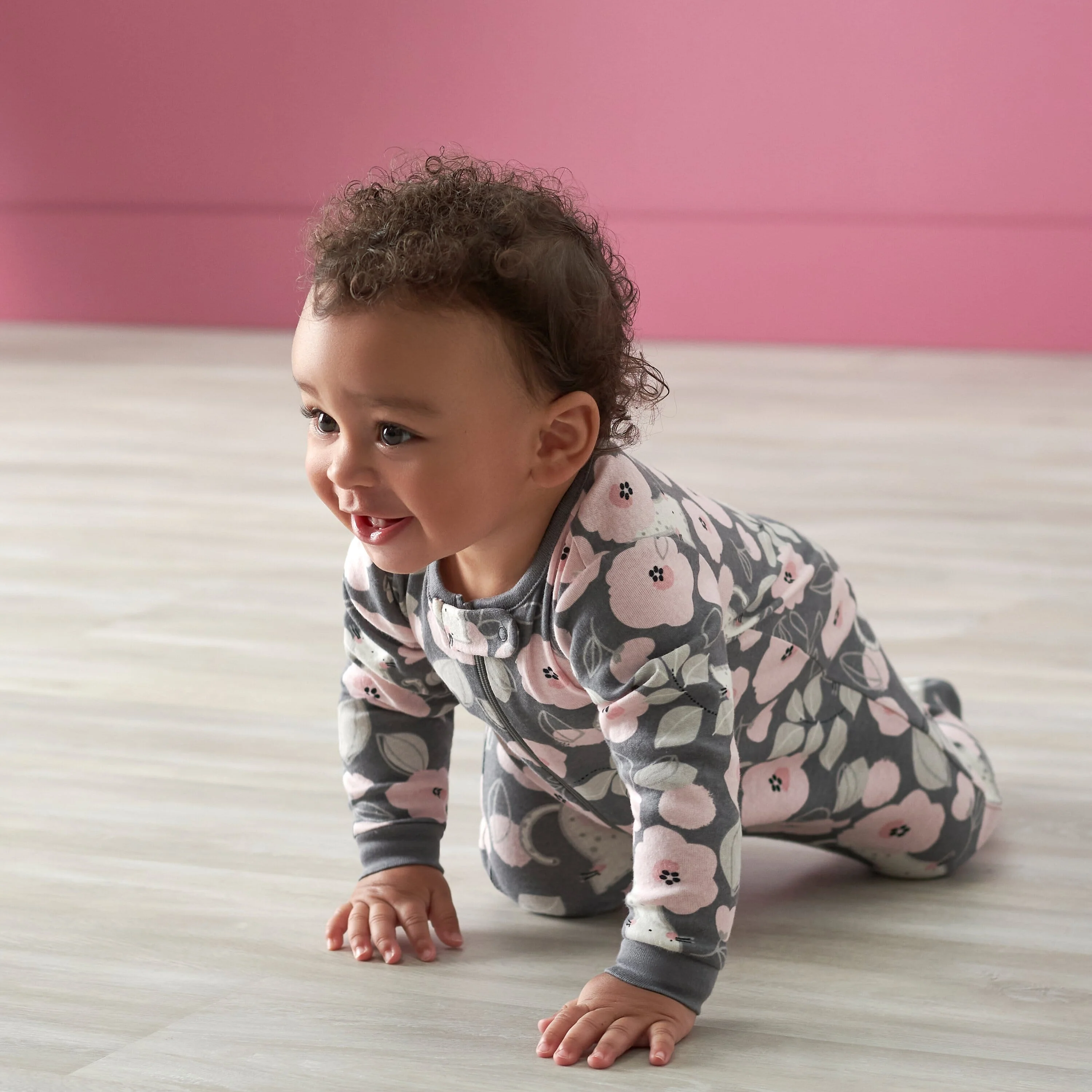 2-Pack Baby Girls Comfy Stretch Floral Leopard Sleep 'N Plays - Image 3