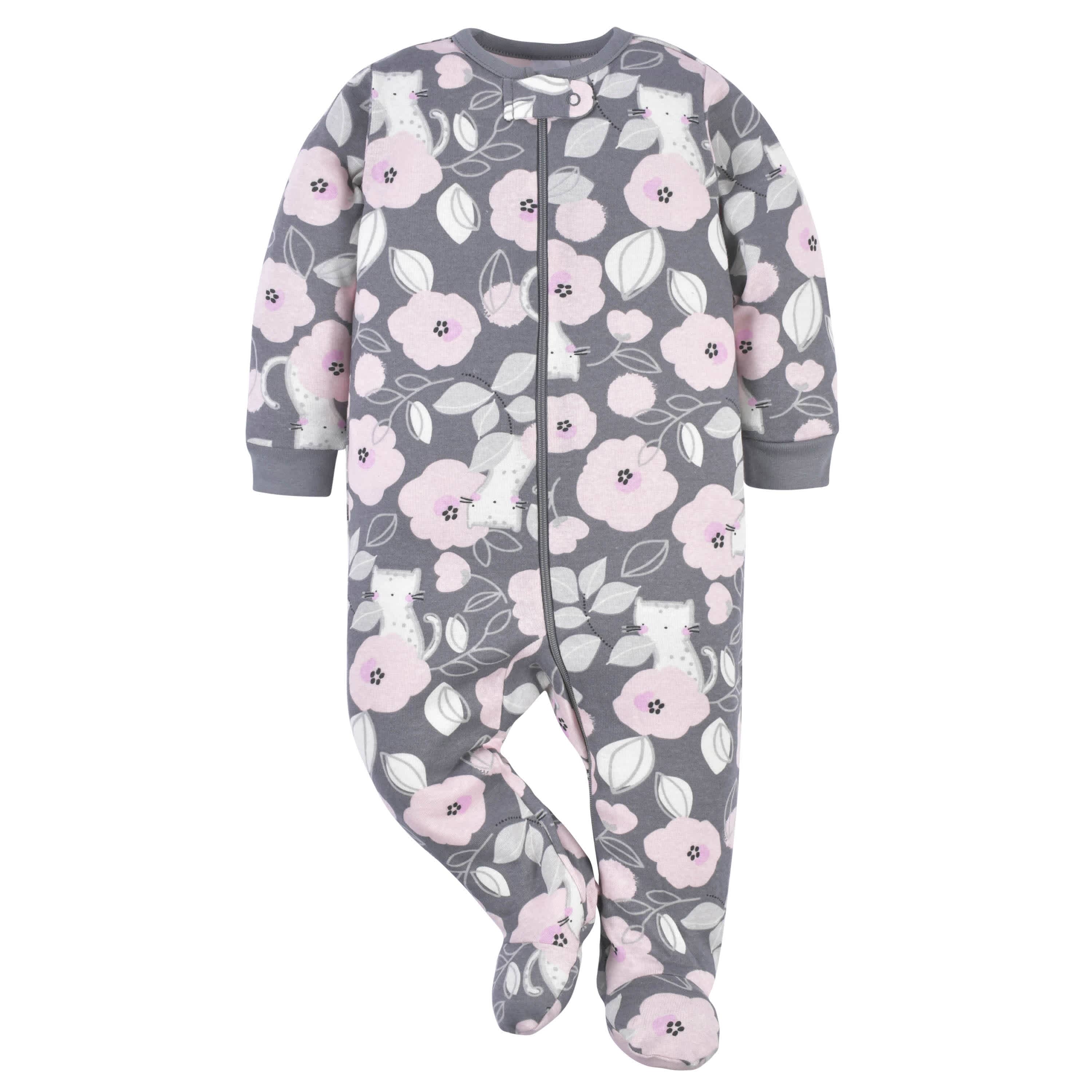 2-Pack Baby Girls Comfy Stretch Floral Leopard Sleep 'N Plays - Image 5