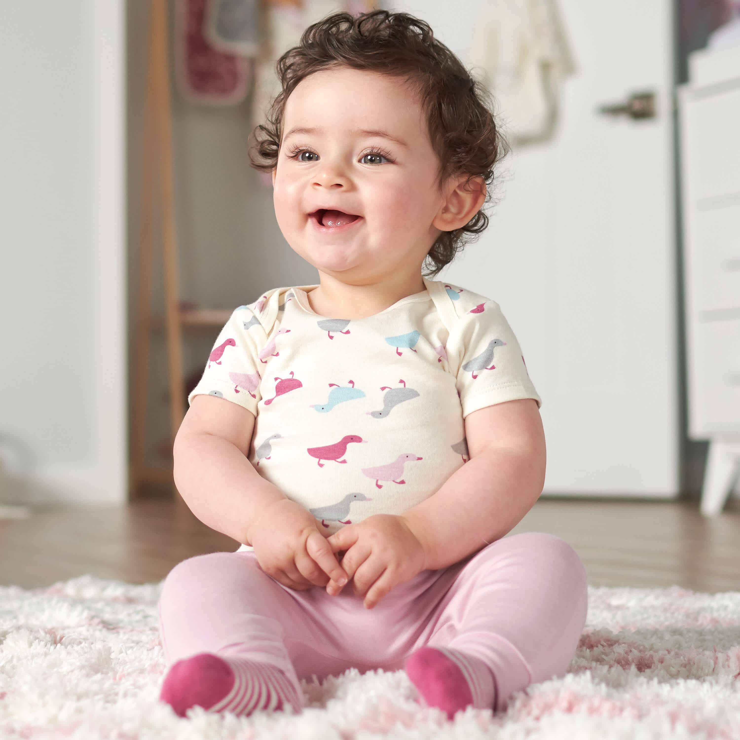2-Pack Baby Girls Comfy Stretch Purple Pants - Image 2