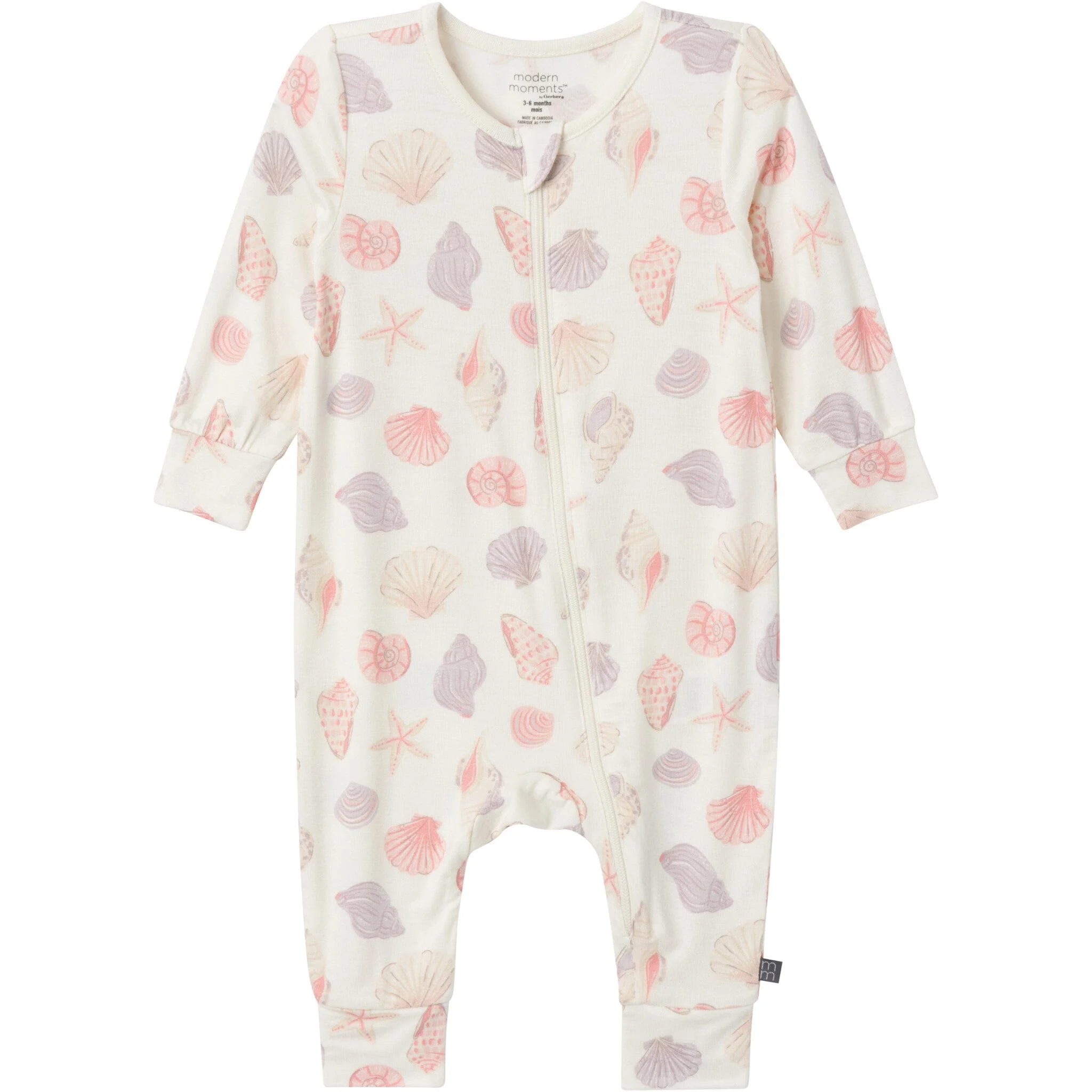 2-Pack Baby Girls Ivory Seashells Zip Front Viscose Rompers - Image 5