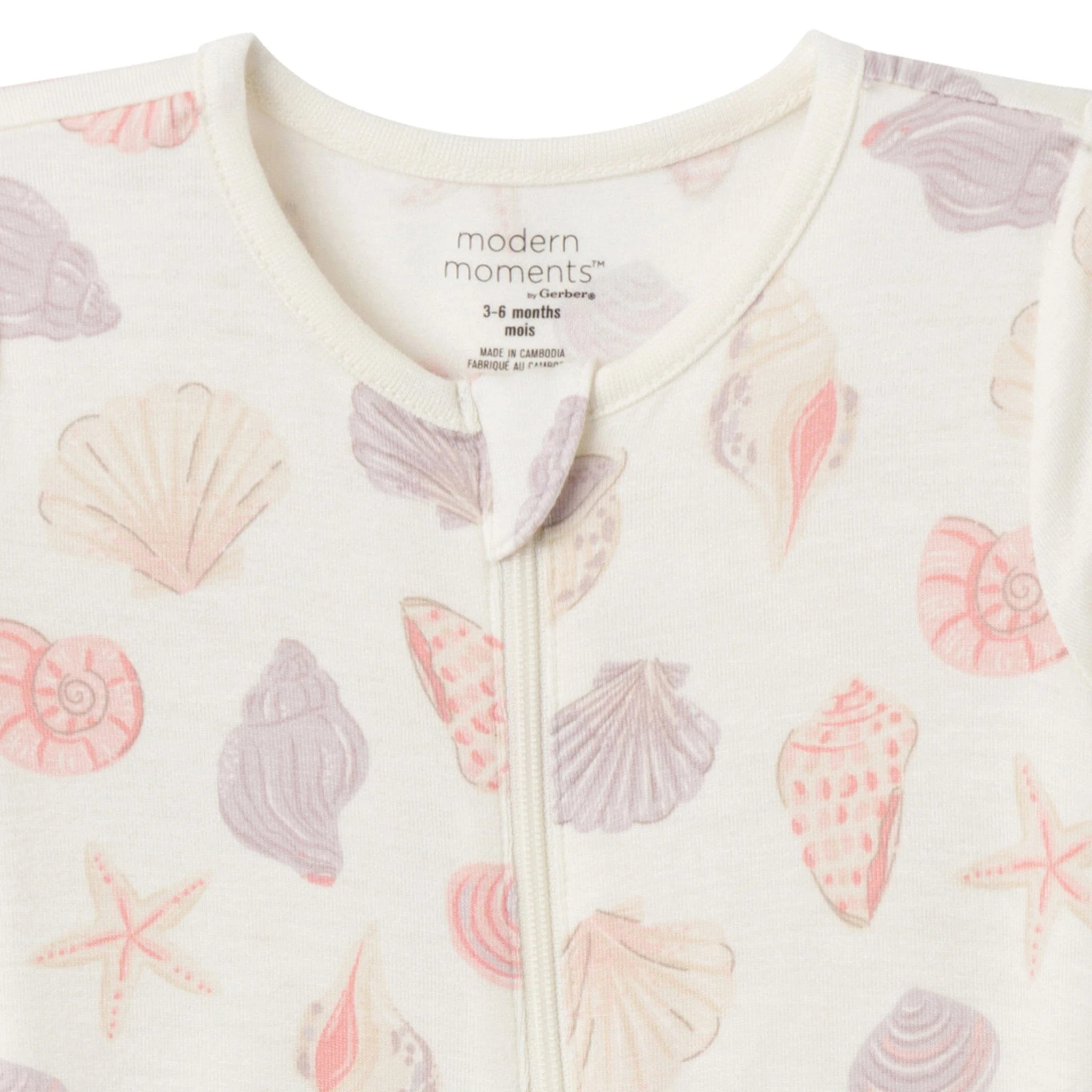 2-Pack Baby Girls Ivory Seashells Zip Front Viscose Rompers - Image 6