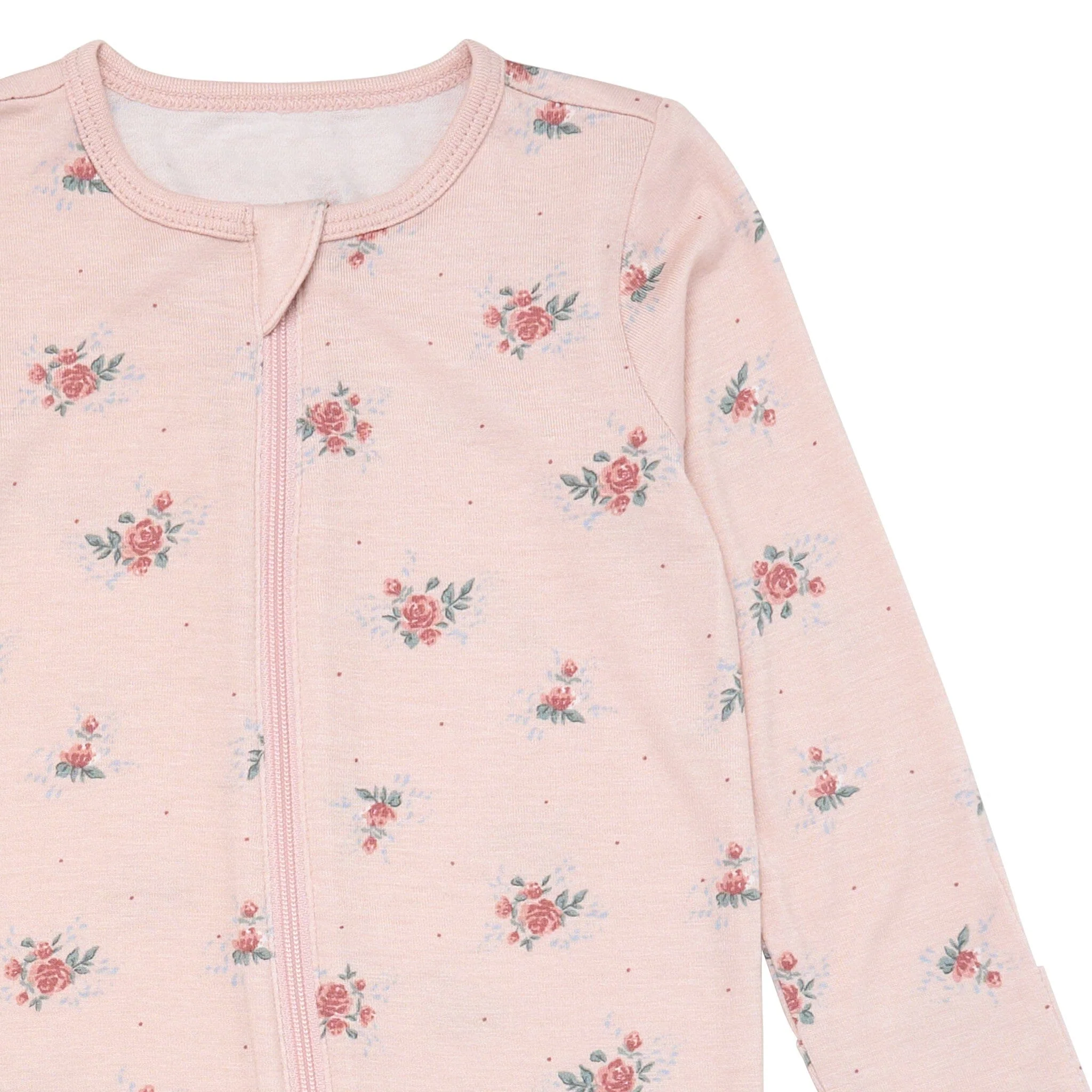 2-Pack Baby Girls Pink Roses Sleep 'N Plays With Mitten Cuffs - Image 3