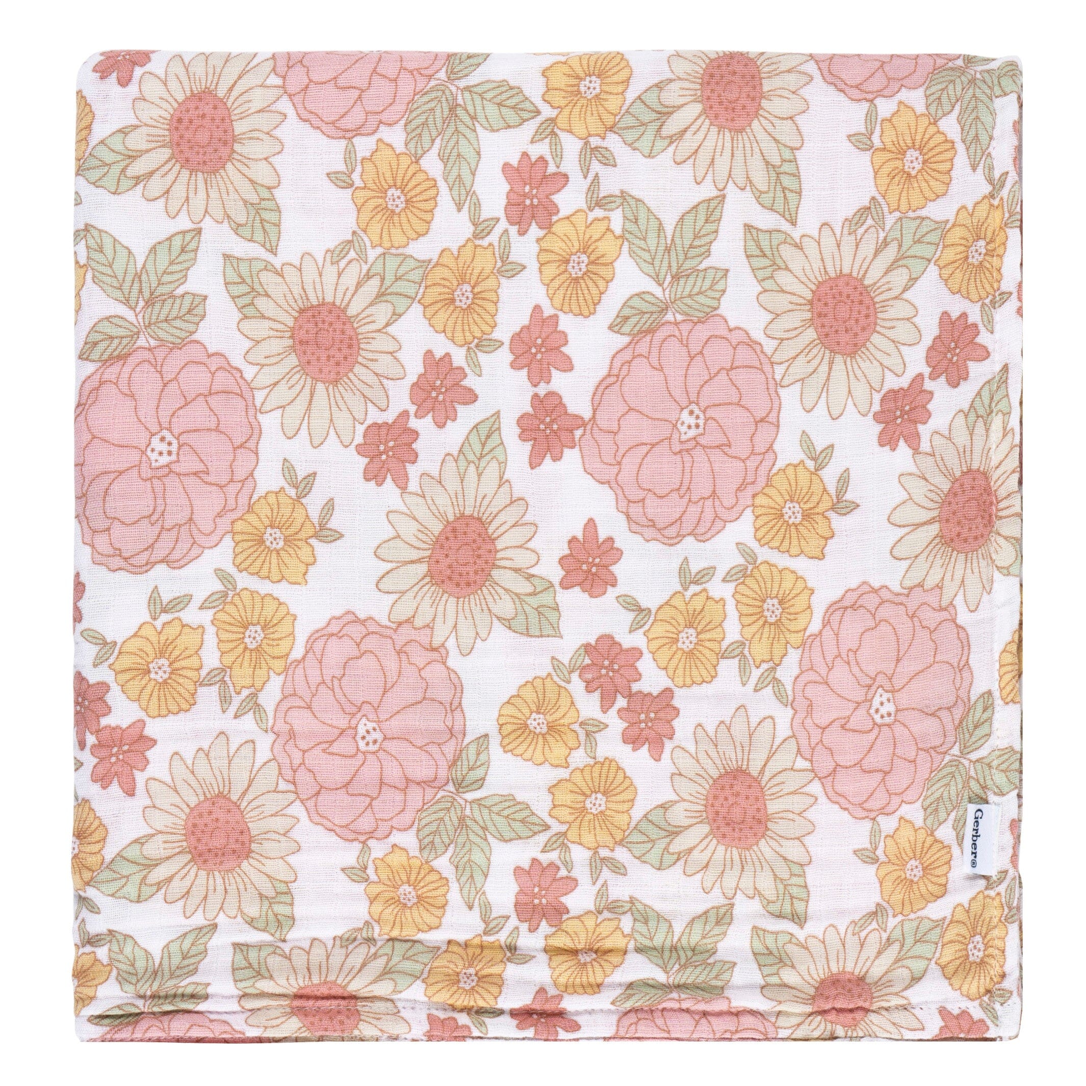 2-Pack Baby Girls Retro Floral Muslin Blankets - Image 4