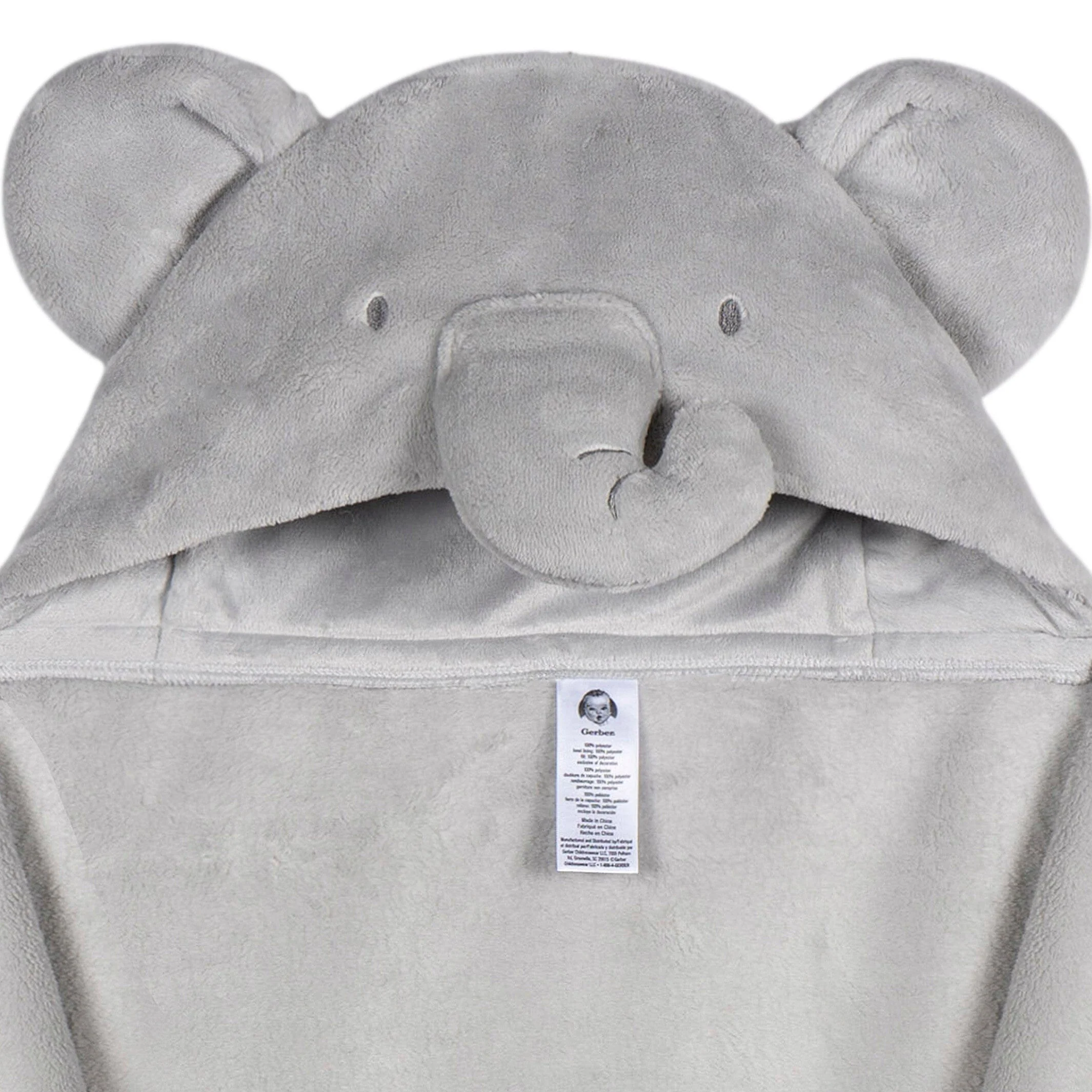 Embroidered 2-Piece Elephant Hooded Wearable Blanket & Security Blanket Set - Image 7
